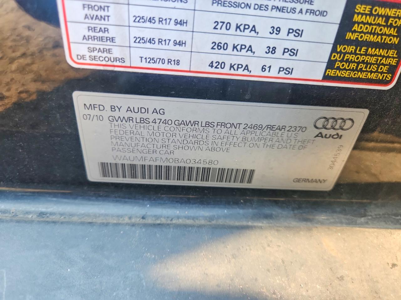 2011 Audi A3 Premium Plus Black vin: WAUMFAFM0BA034580