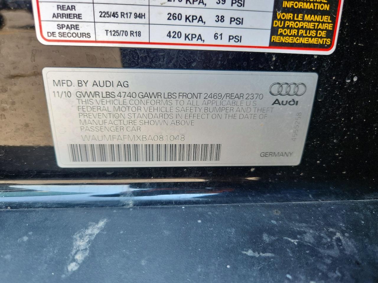 2011 Audi A3 Premium Plus Black vin: WAUMFAFMXBA081048