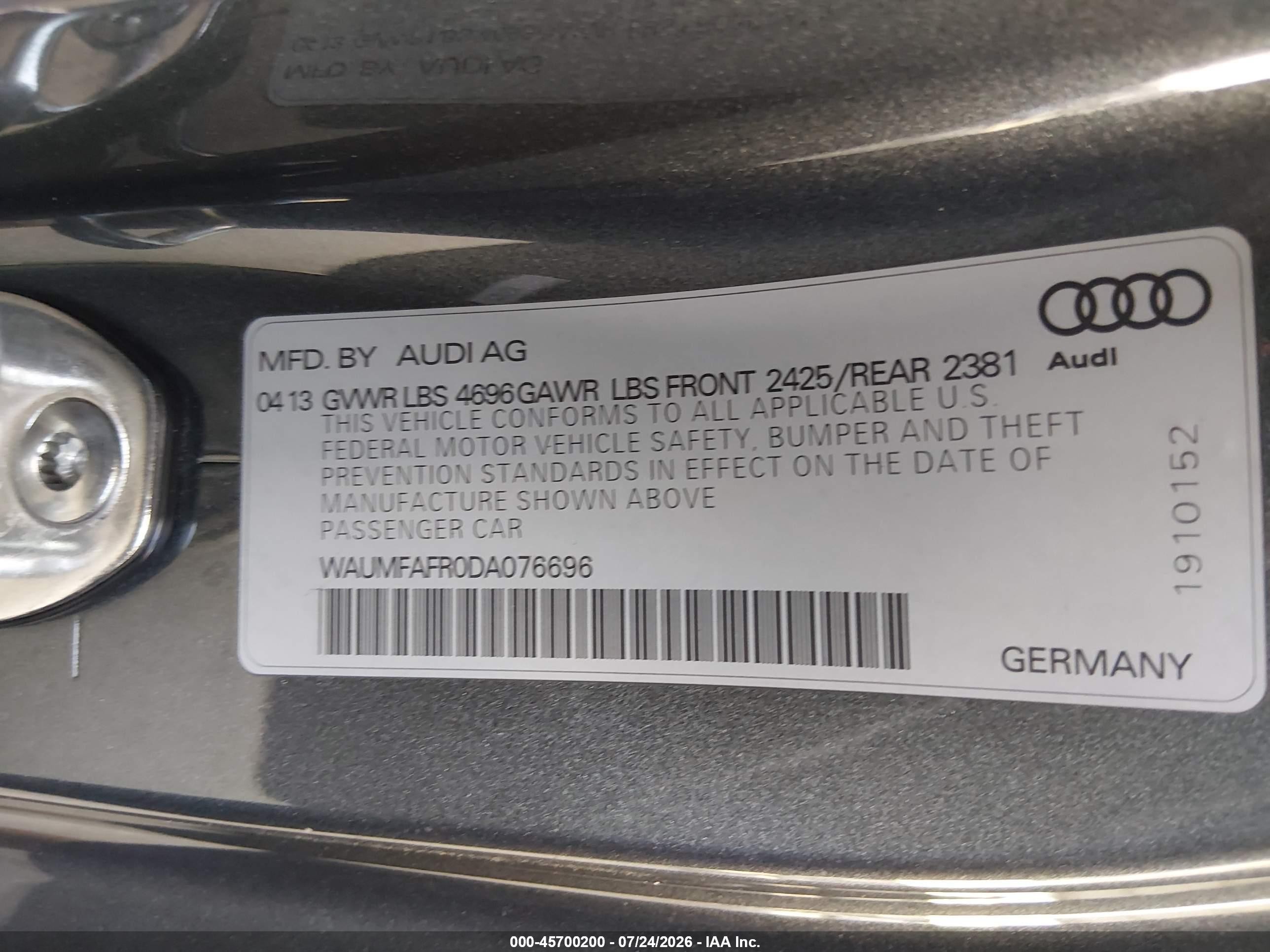 2013 Audi A5 2.0t Premium Gray vin: WAUMFAFR0DA076696