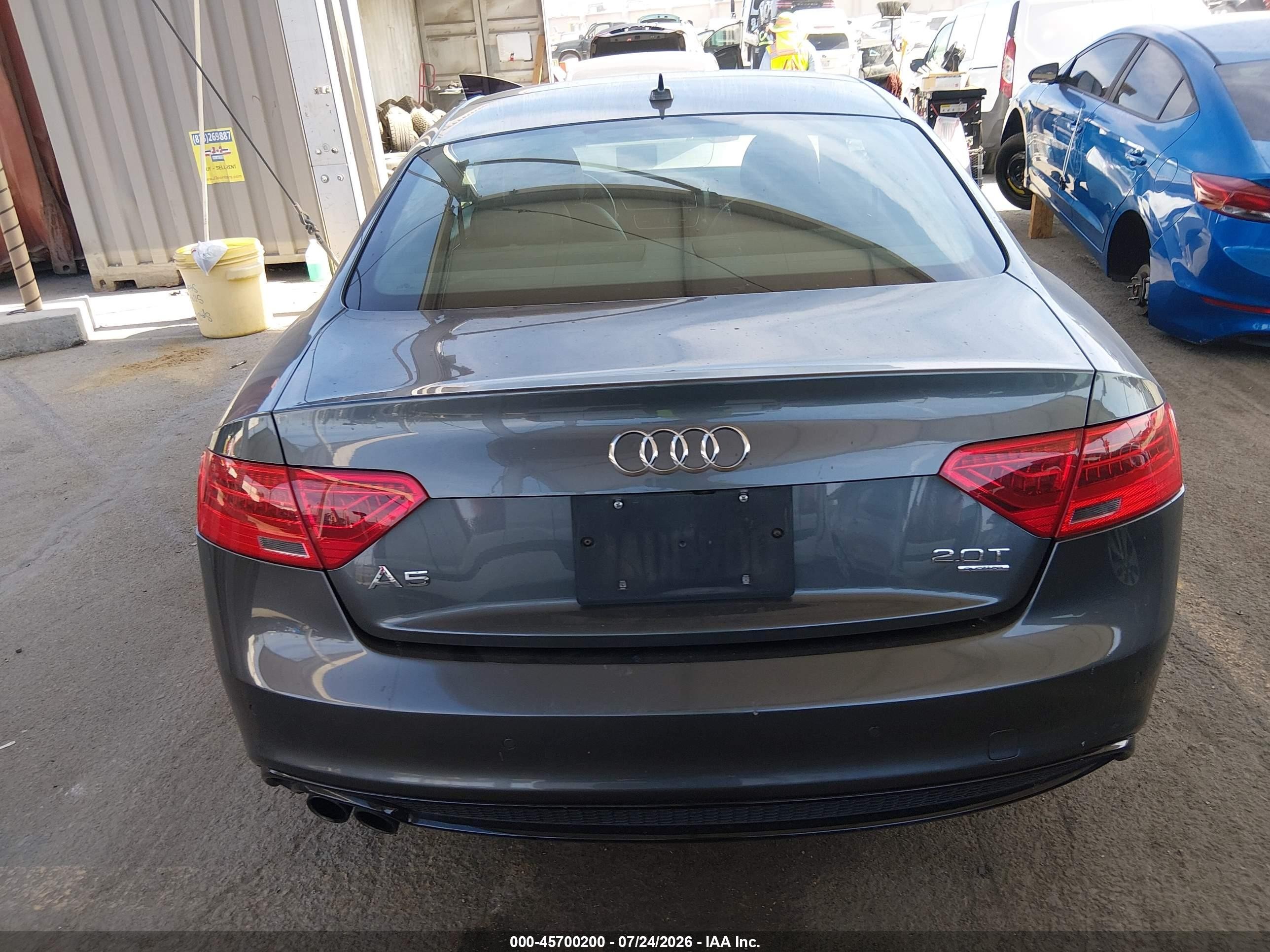 2013 Audi A5 2.0t Premium Gray vin: WAUMFAFR0DA076696