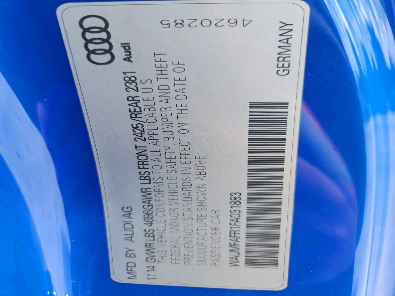 2015 Audi A5 Premium Plus Синий vin: WAUMFAFR1FA031883