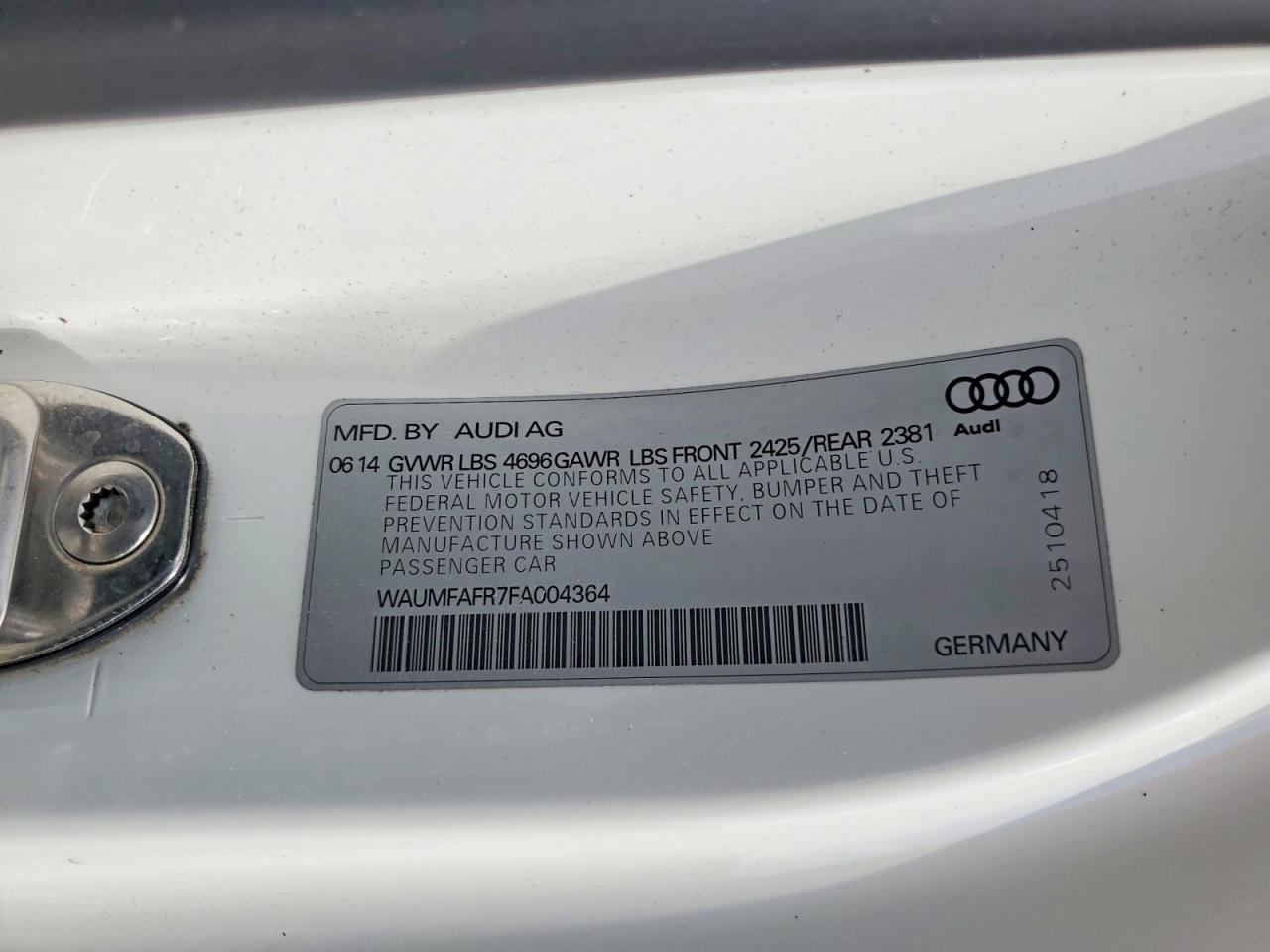 2015 Audi A5 Premium Plus White vin: WAUMFAFR7FA004364