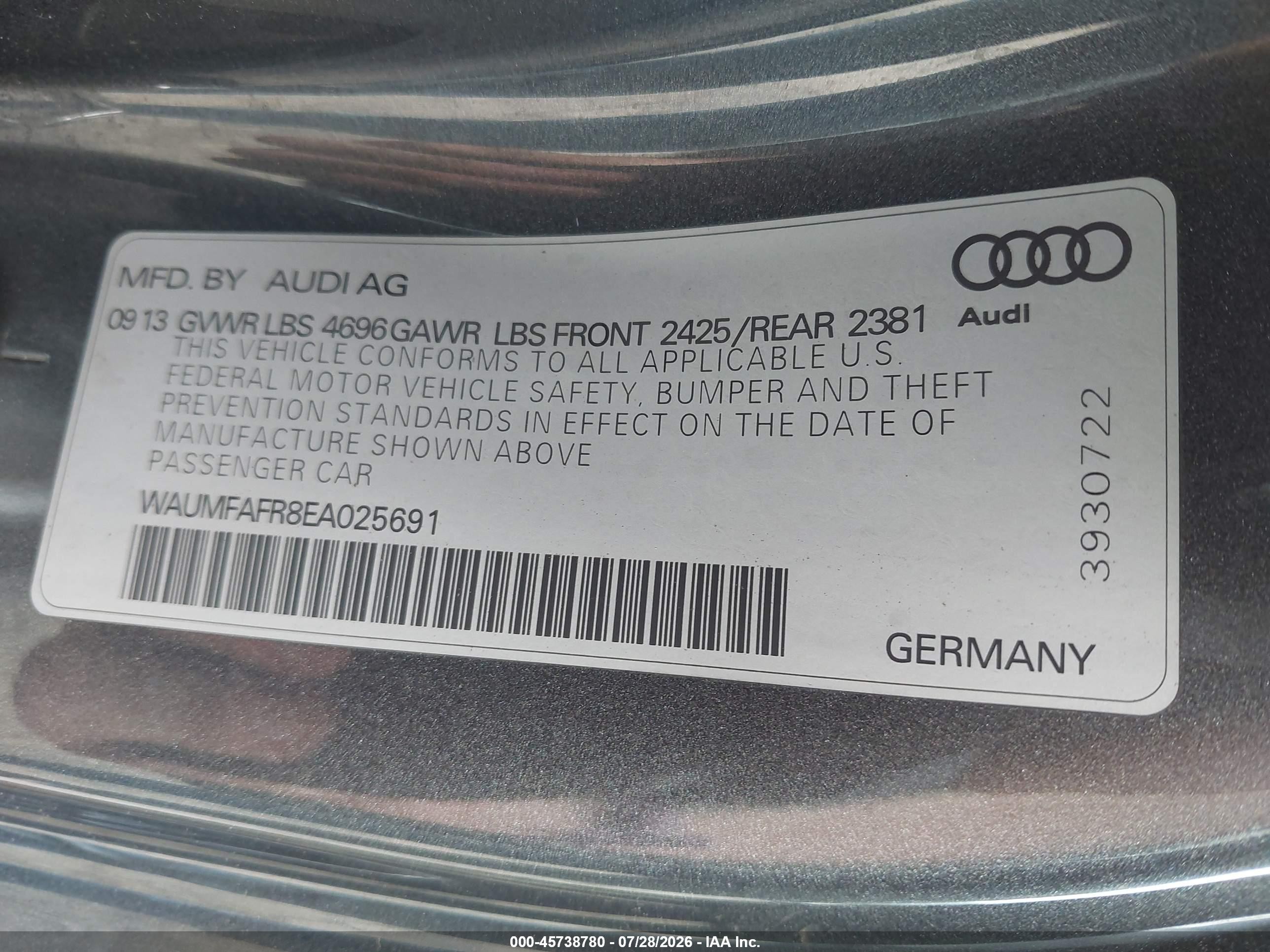 2014 Audi A5 2.0t Premium Gray vin: WAUMFAFR8EA025691