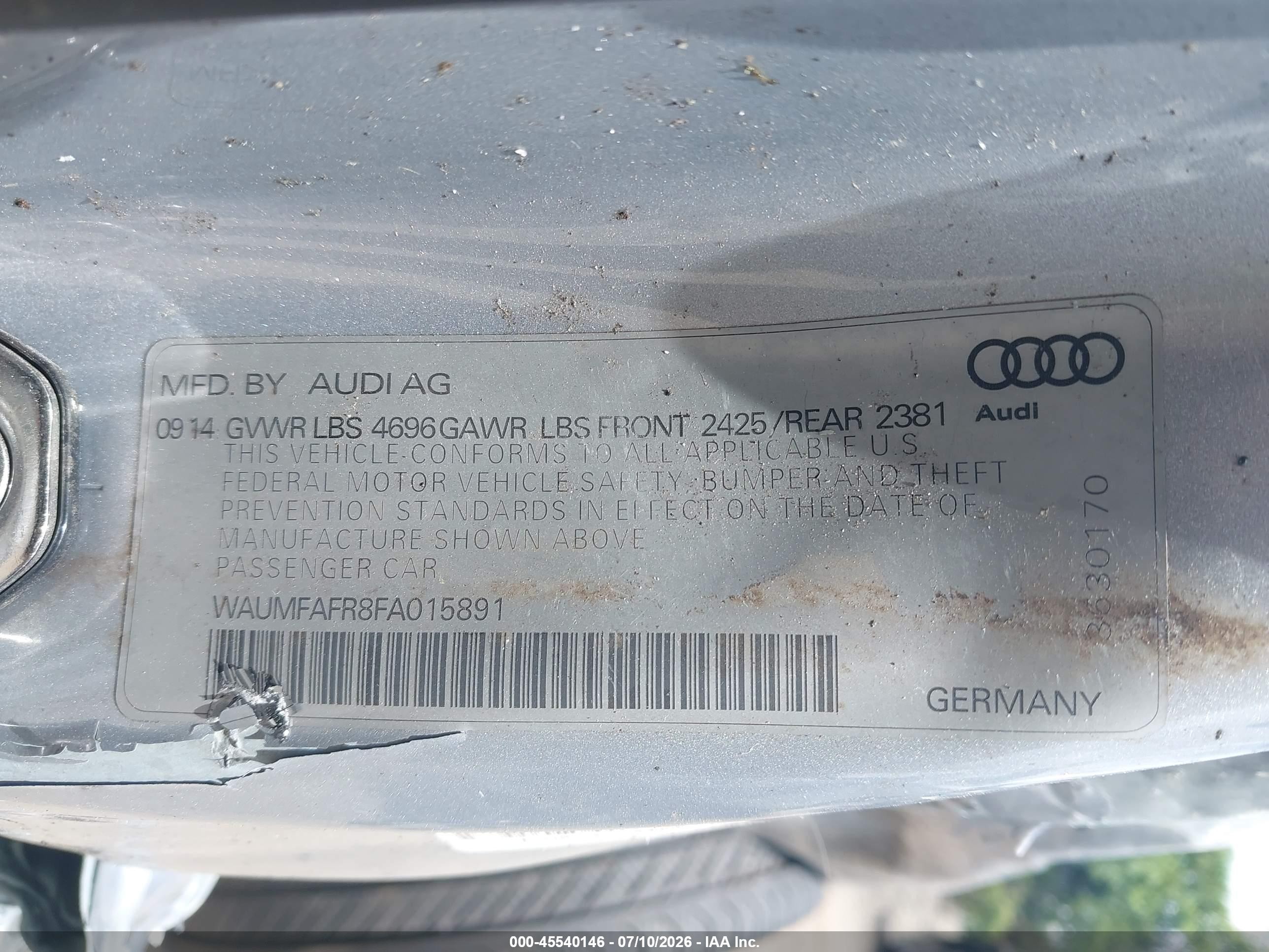 2015 Audi A5 2.0t Premium Silver vin: WAUMFAFR8FA015891