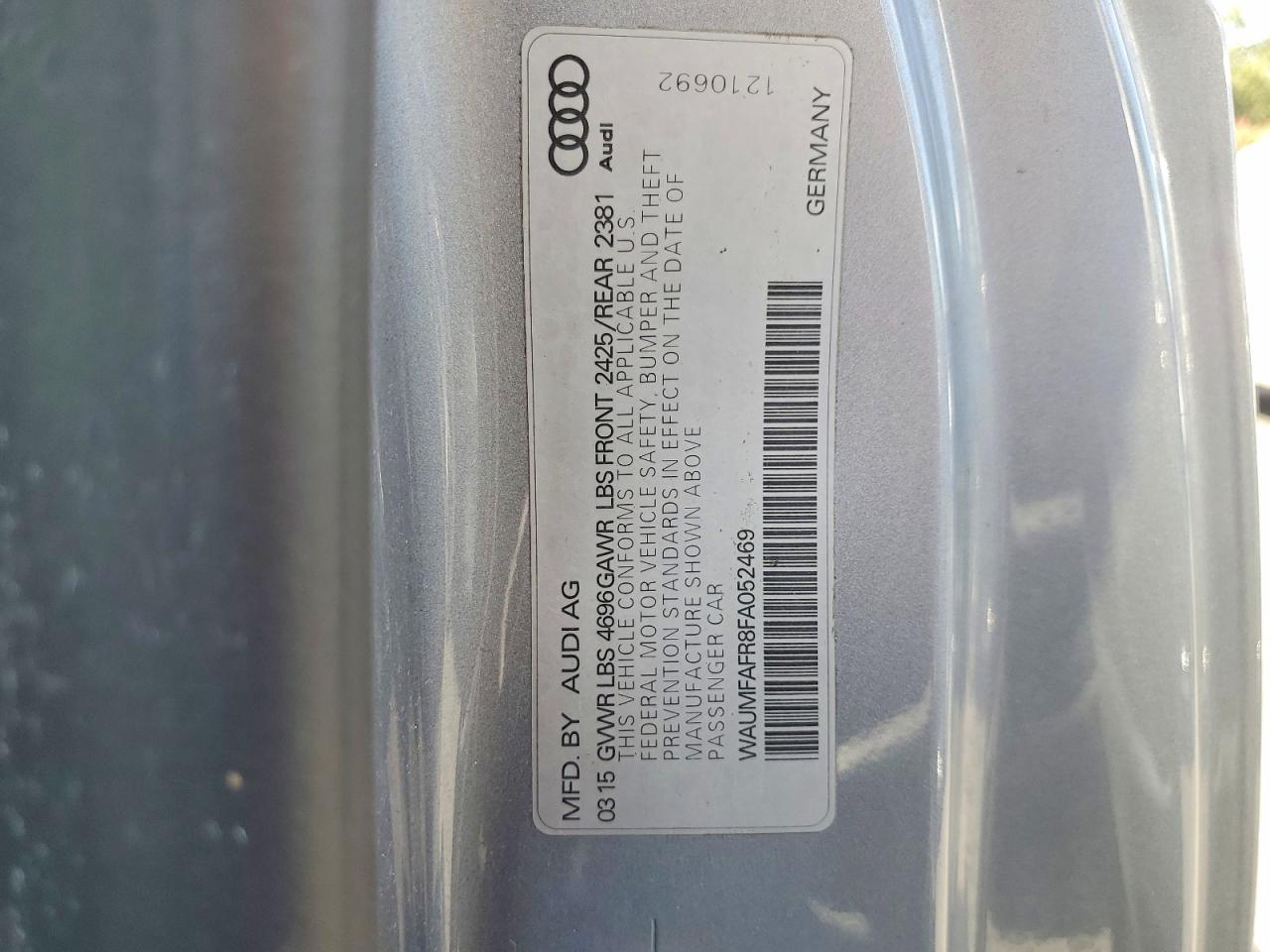 2015 Audi A5 Premium Plus Gray vin: WAUMFAFR8FA052469