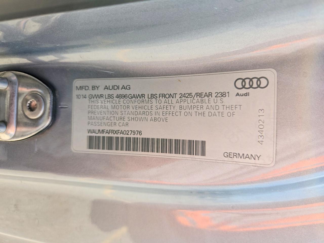 2015 Audi A5 Premium Plus Silver vin: WAUMFAFRXFA027976