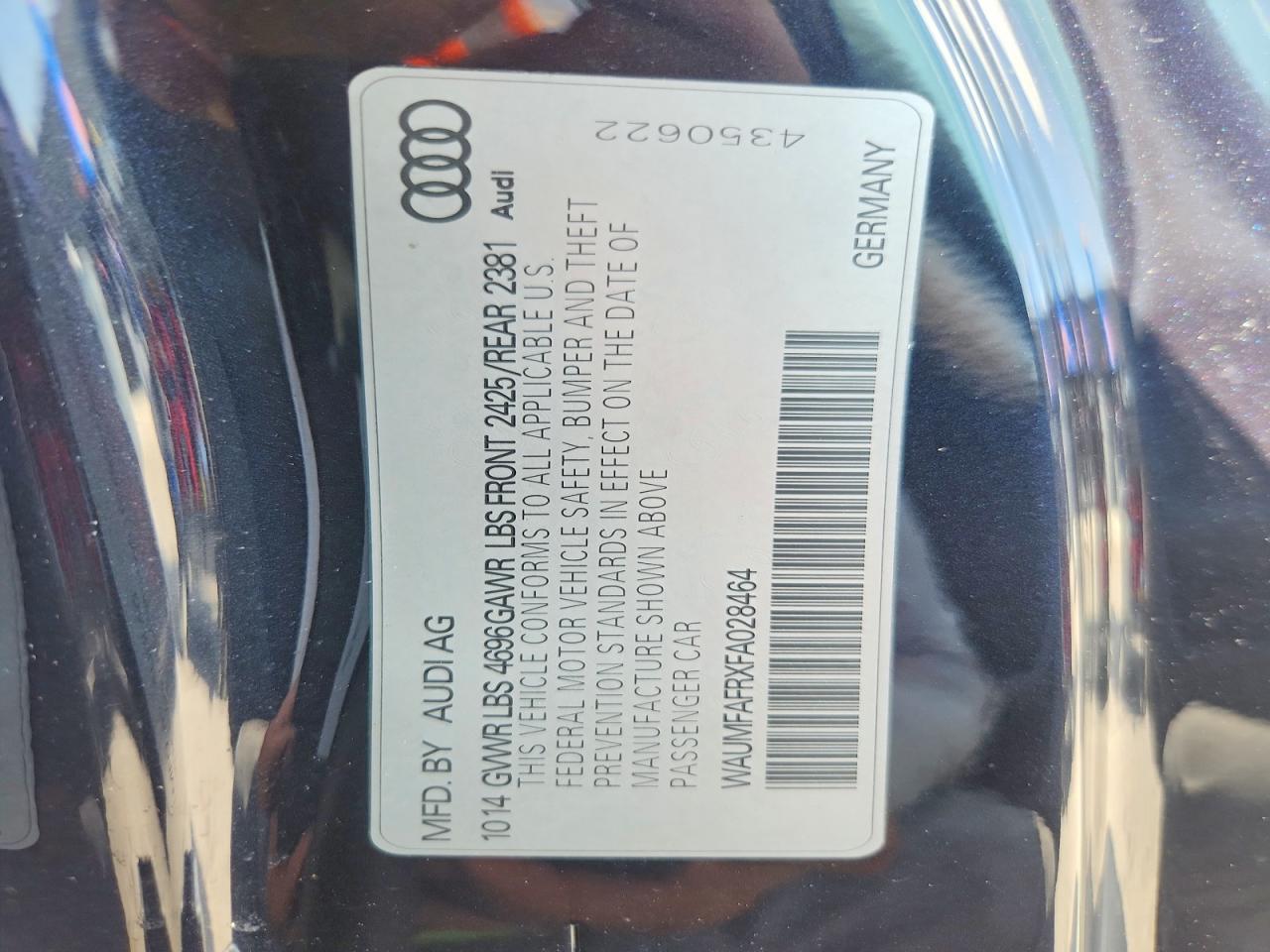 2015 Audi A5 Premium Plus Black vin: WAUMFAFRXFA028464