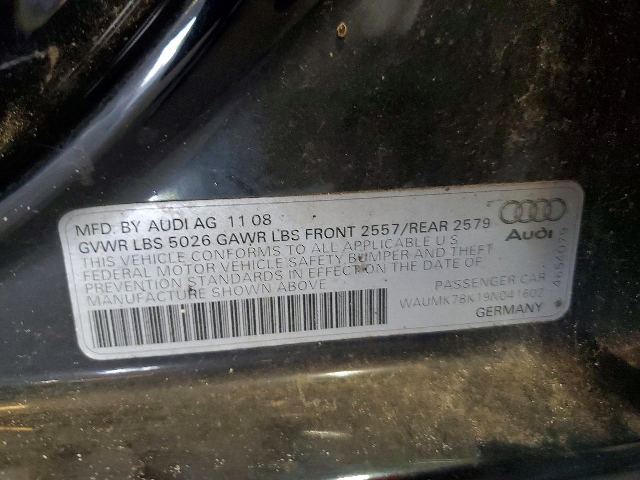 2009 Audi A4 Prestige Black vin: WAUMK78K19N041602