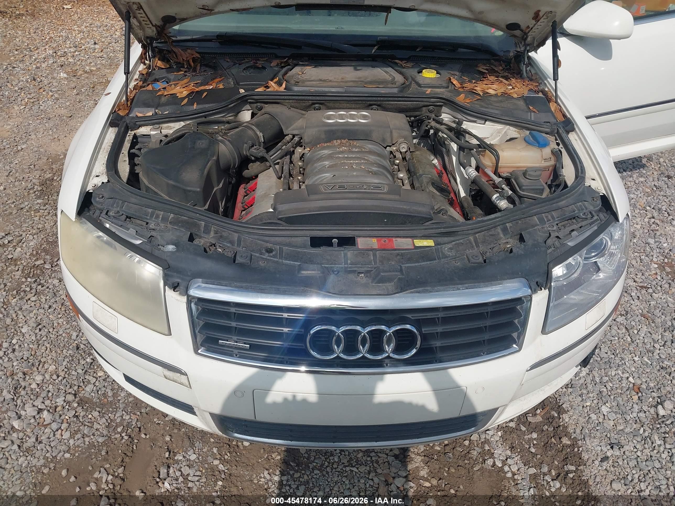 2005 Audi A8 L 4.2 White vin: WAUML44EX5N004229