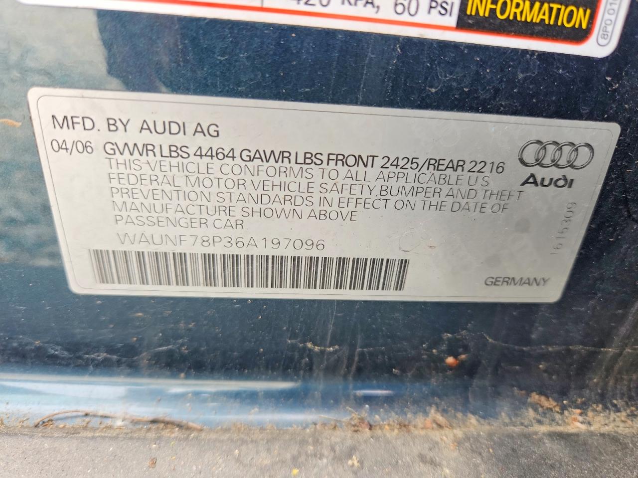2006 Audi A3 2.0 Premium Бирюзовый vin: WAUNF78P36A197096