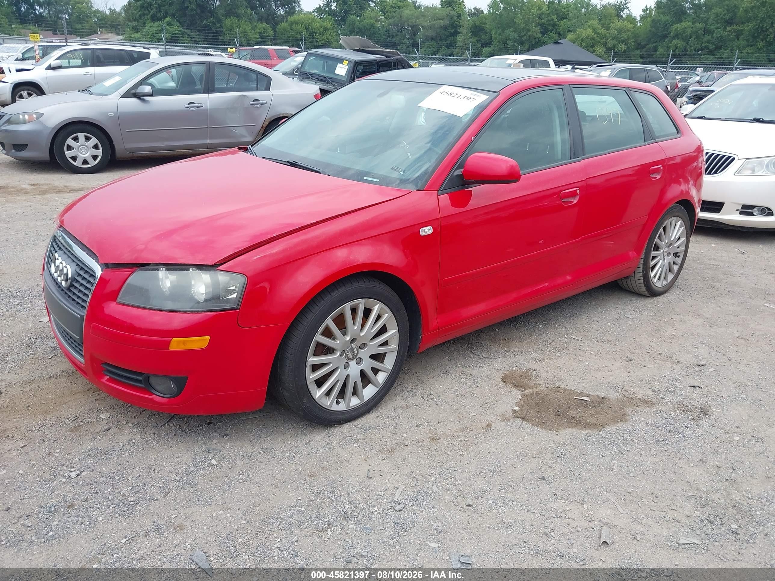 2007 Audi A3 2.0t Red vin: WAUNF78P47A012944