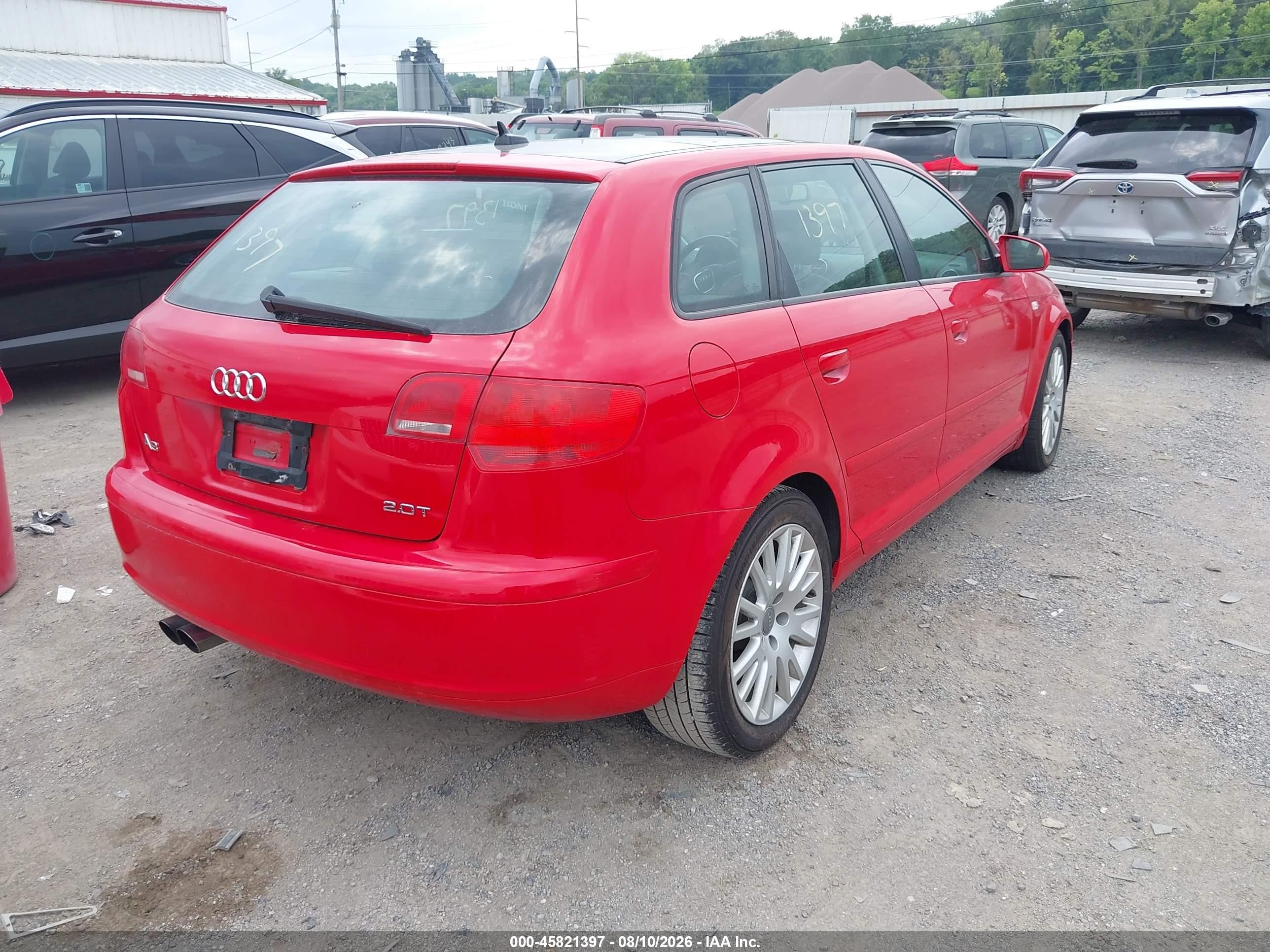 2007 Audi A3 2.0t Red vin: WAUNF78P47A012944