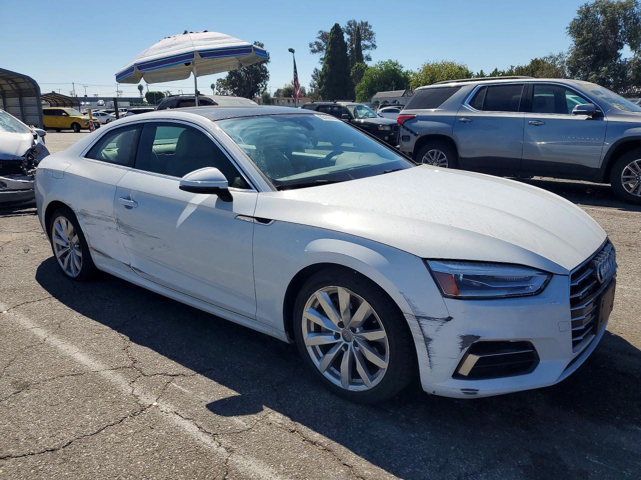 2018 Audi A5 Premium White vin: WAUNNAF55JA094918