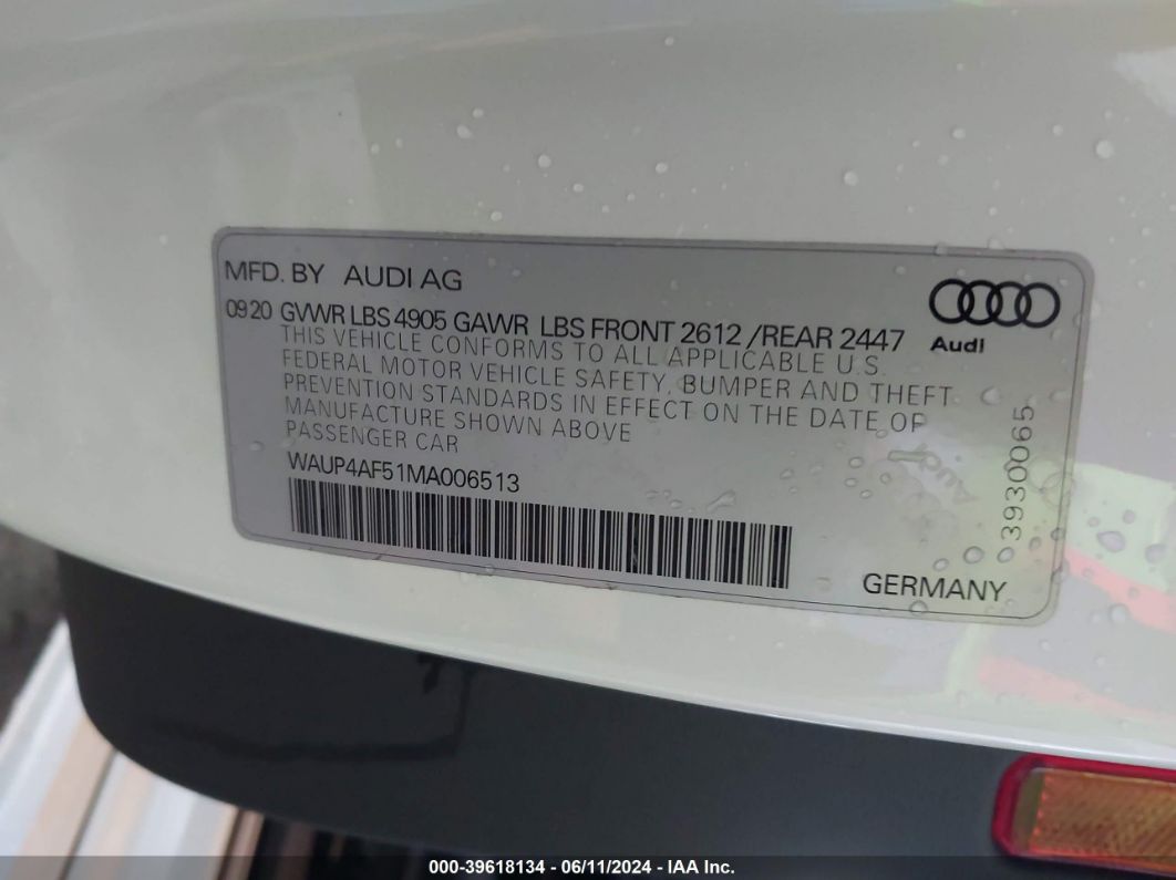 2021 Audi S5 Premium Plus Tfsi Quattro Tiptronic White vin: WAUP4AF51MA006513