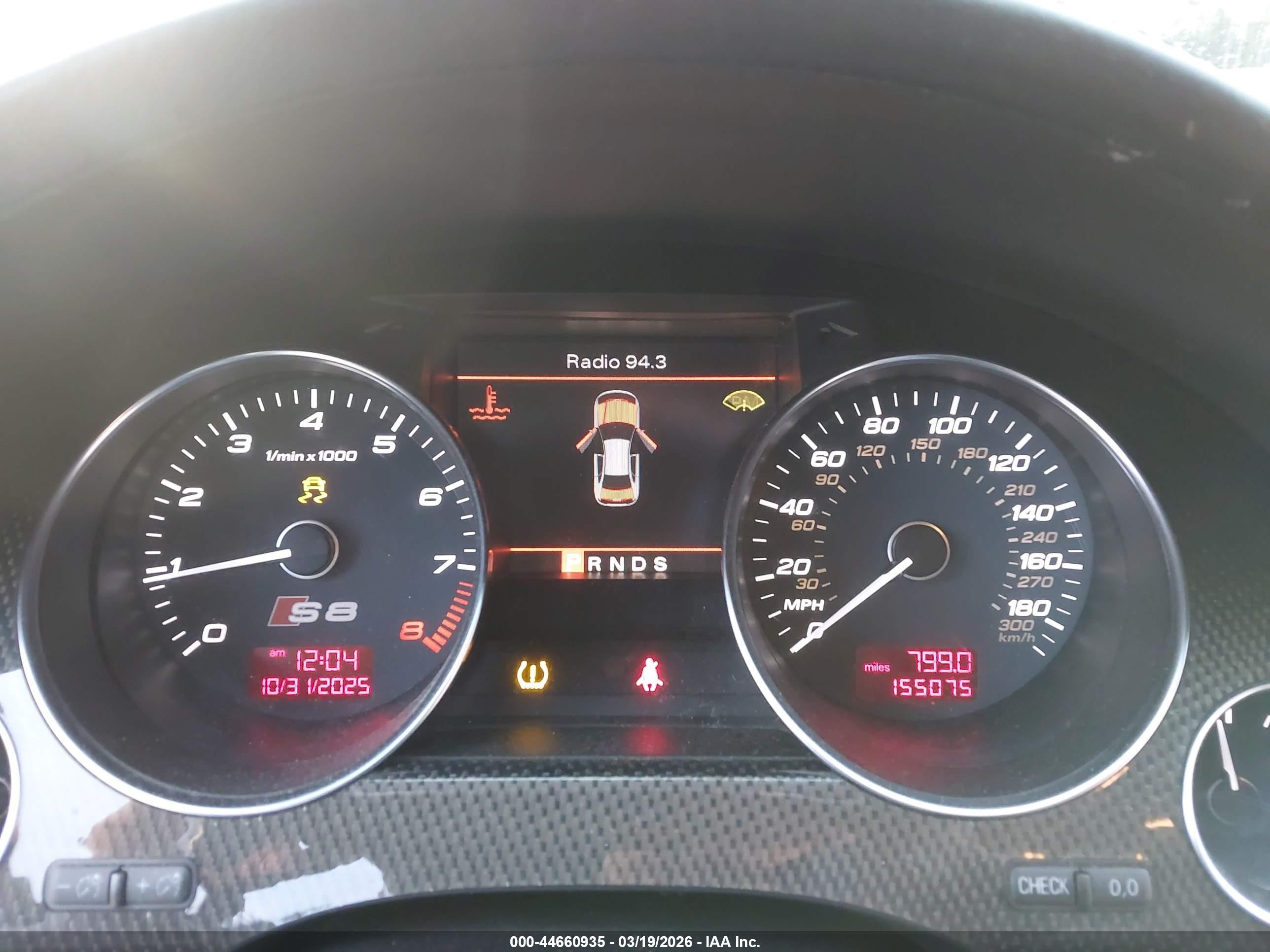 2009 Audi S8 5.2 Black vin: WAUPN94E19N011368
