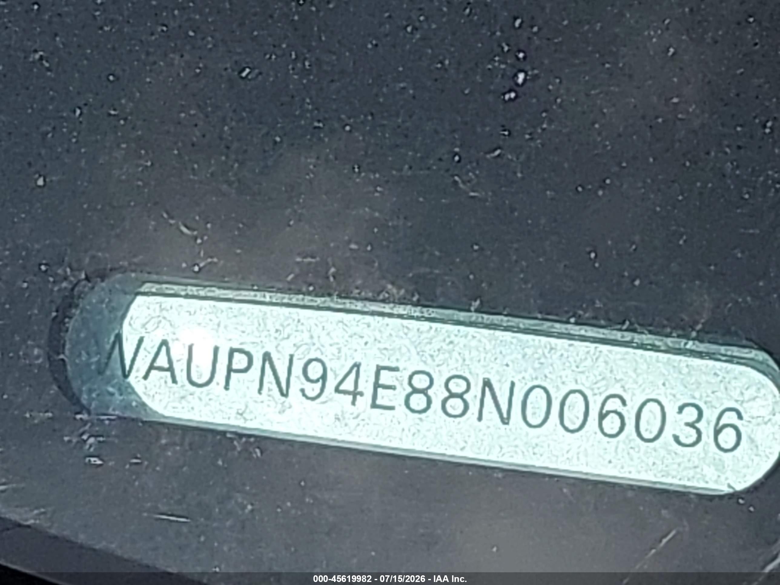 2008 Audi S8 5.2 Black vin: WAUPN94E88N006036