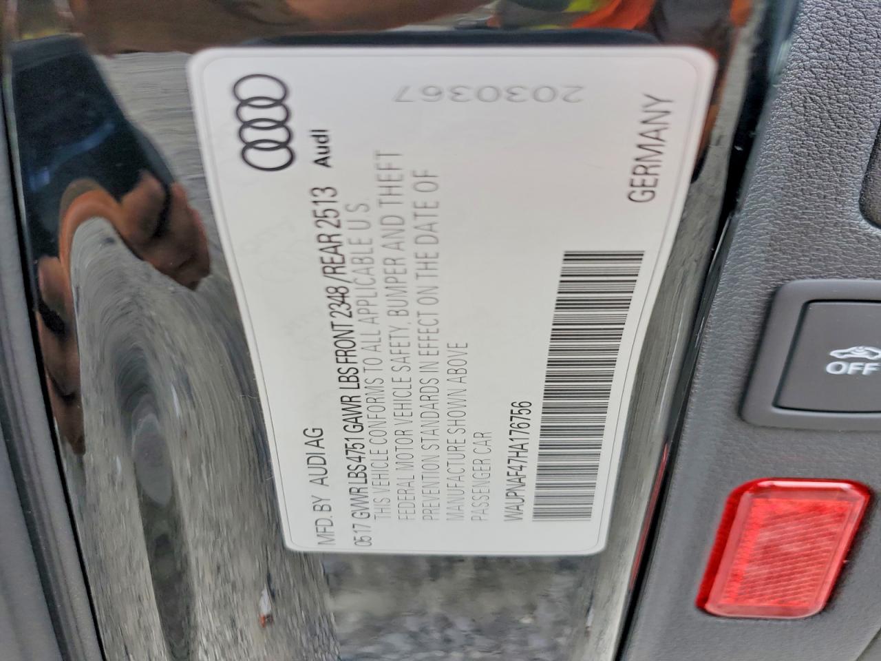 2017 Audi A4 Premium Plus Black vin: WAUPNAF47HA176756
