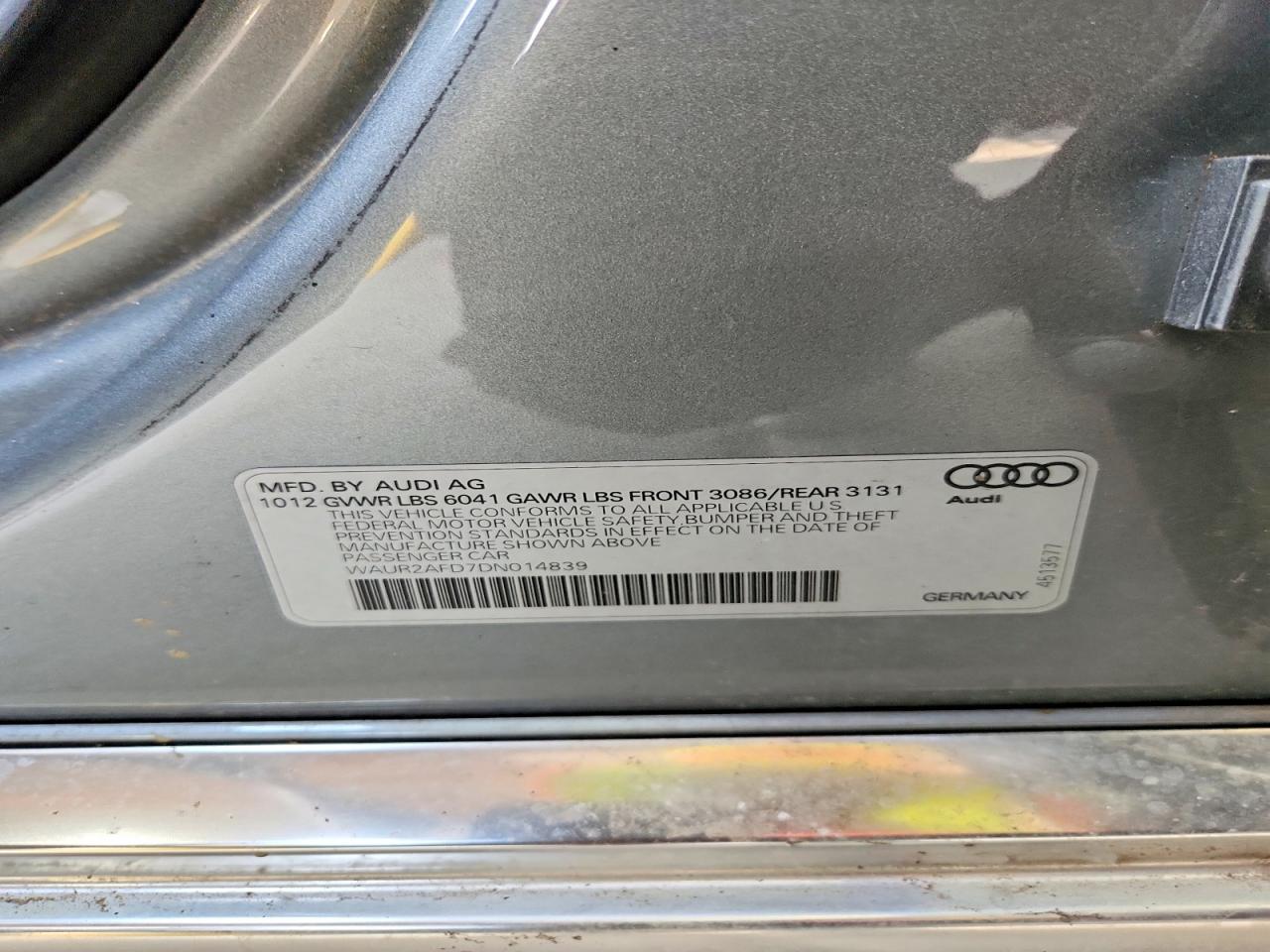 2013 Audi A8 L Quattro Silver vin: WAUR2AFD7DN014839