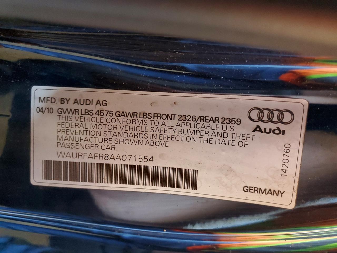 2010 Audi A5 Premium Plus Black vin: WAURFAFR8AA071554