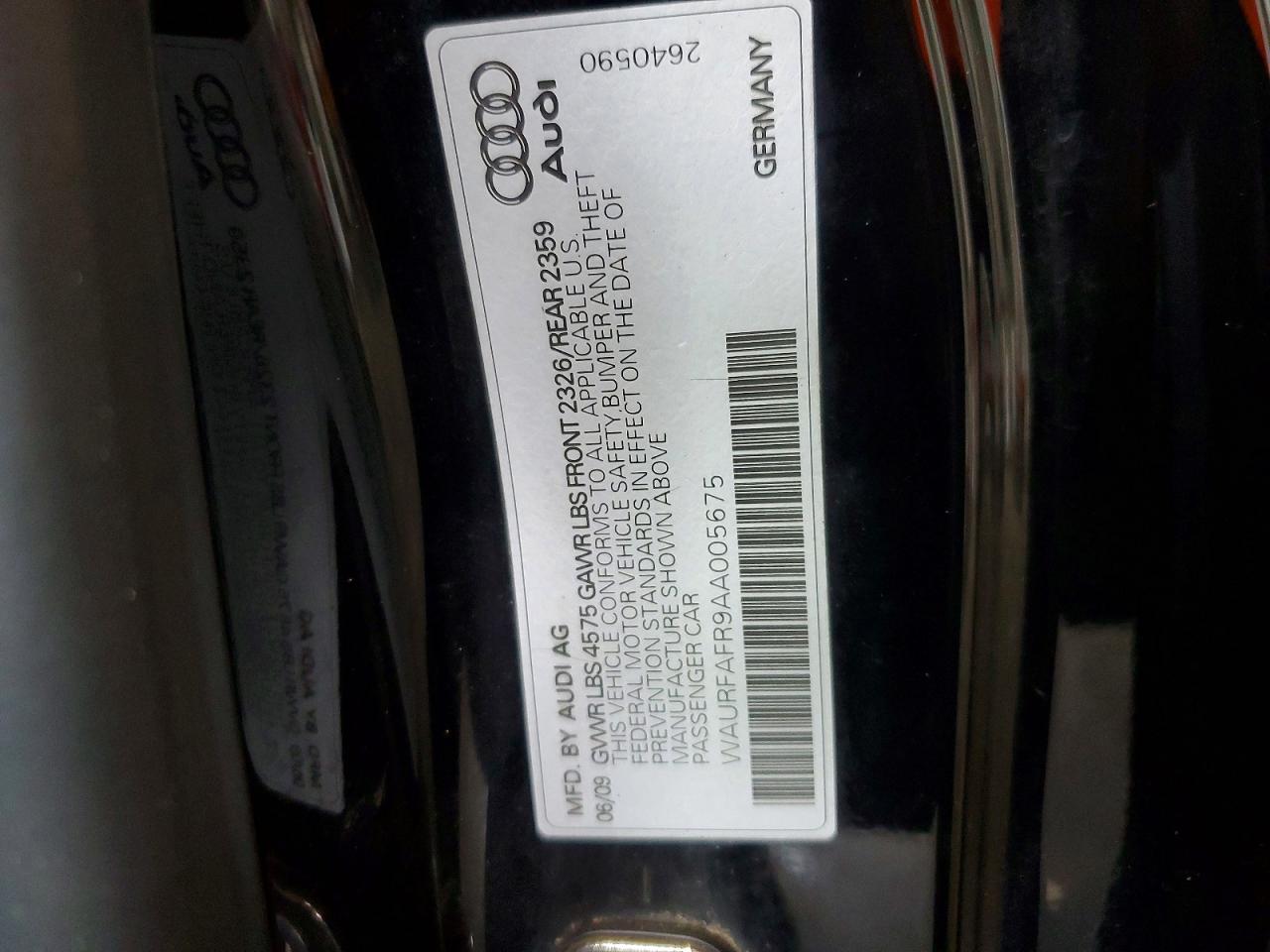 2010 Audi A5 Premium Plus Black vin: WAURFAFR9AA005675