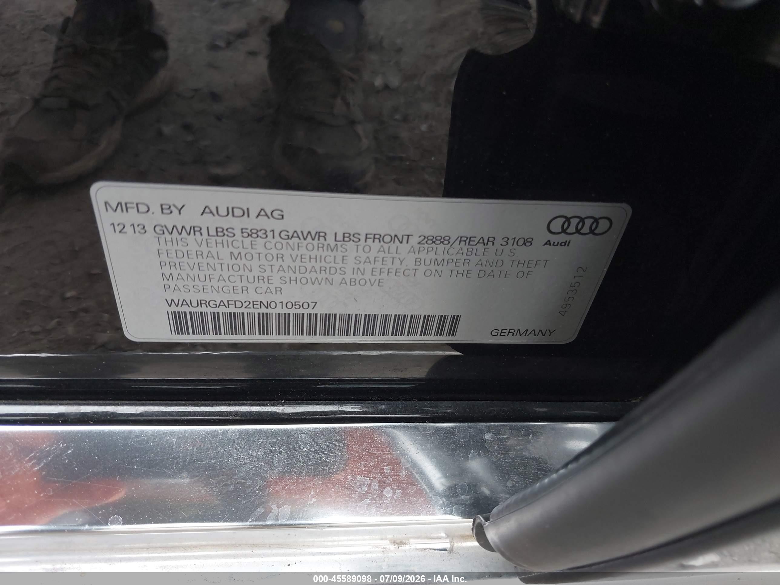2014 Audi A8 L 3.0t Black vin: WAURGAFD2EN010507