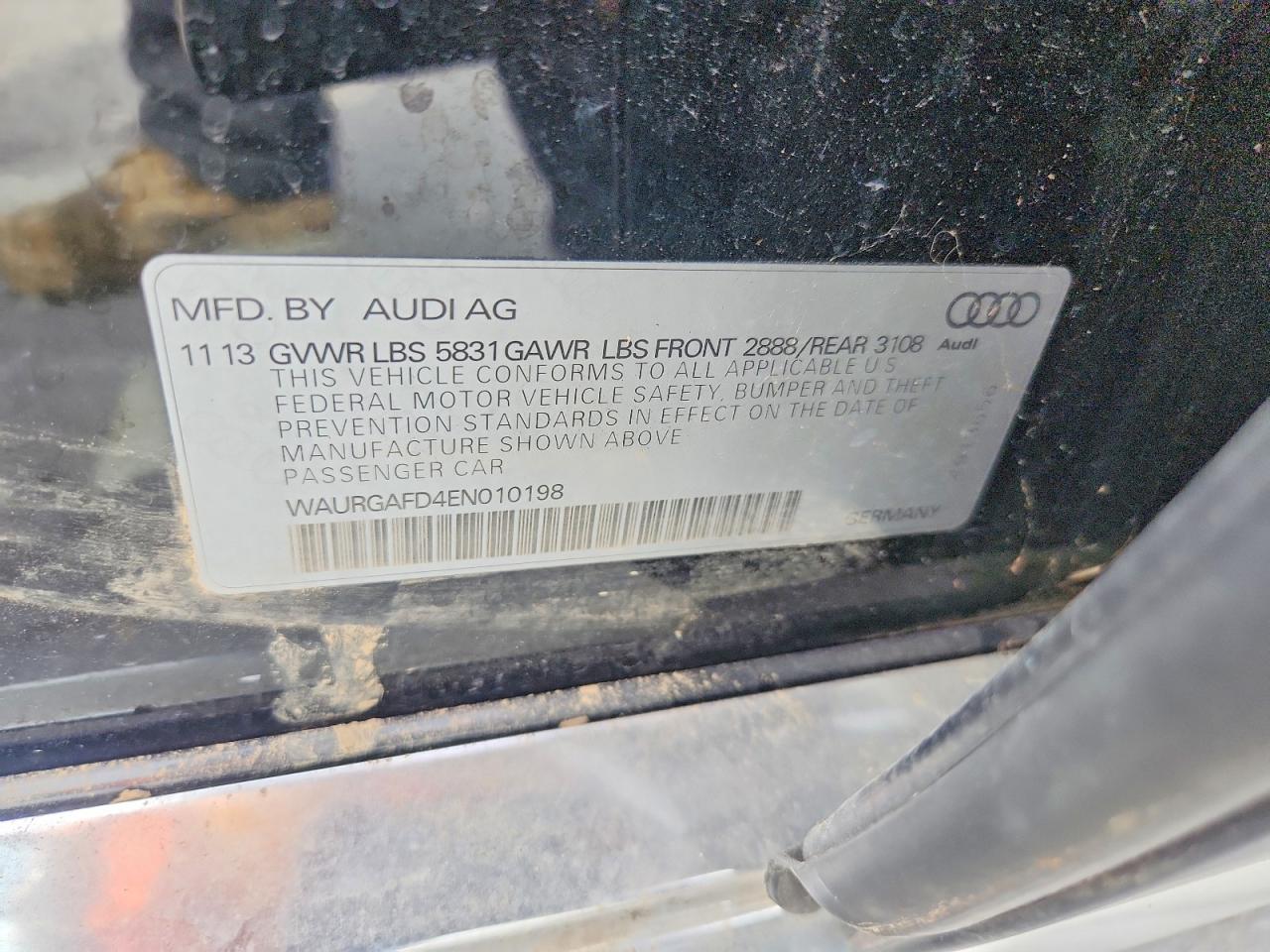 2014 Audi A8 L Quattro Черный vin: WAURGAFD4EN010198