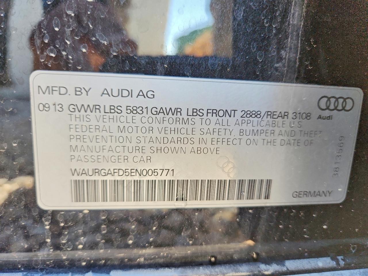 2014 Audi A8 L Quattro Black vin: WAURGAFD5EN005771
