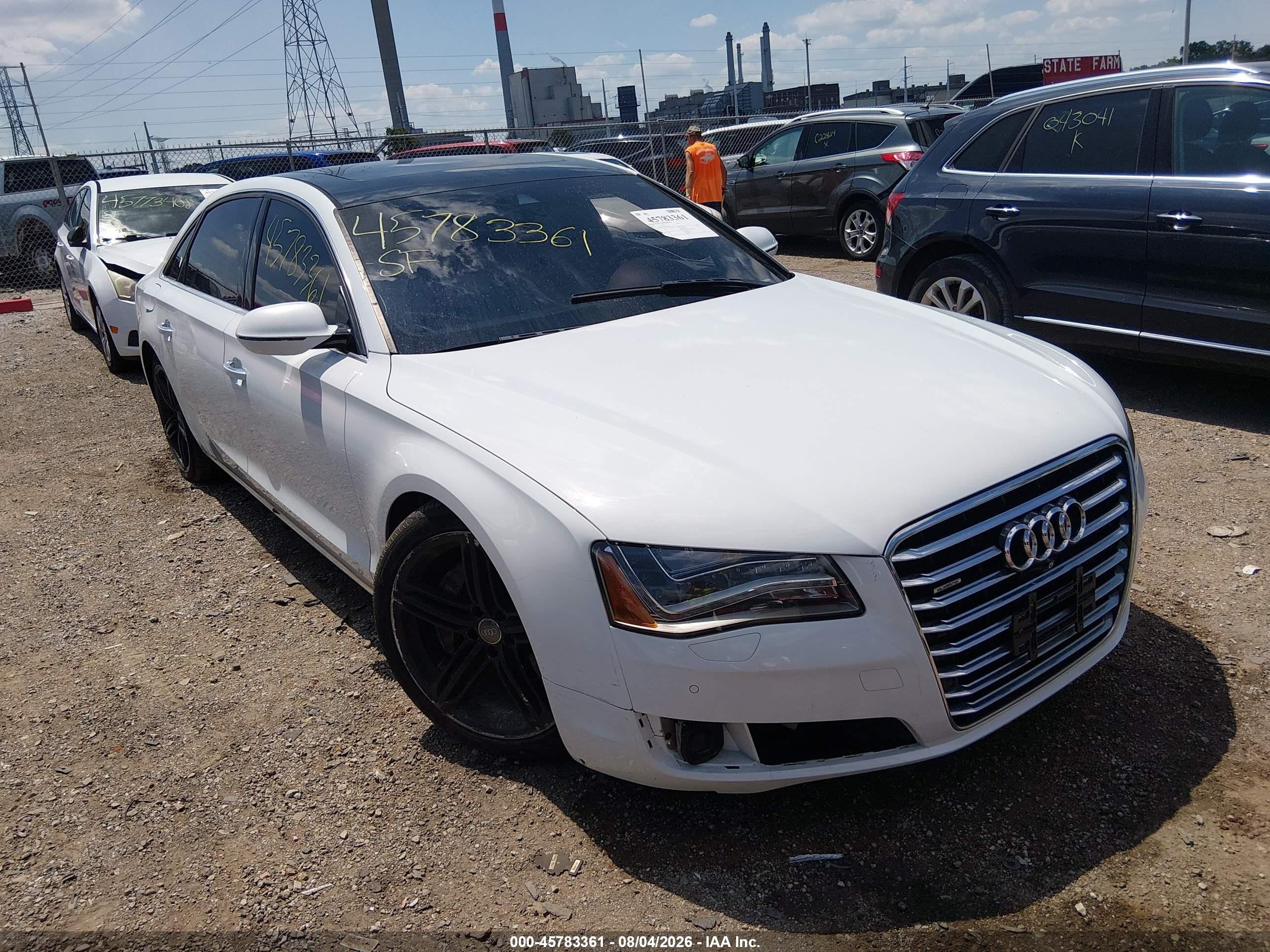 2013 Audi A8 L 3.0t White vin: WAURGAFD6DN025798