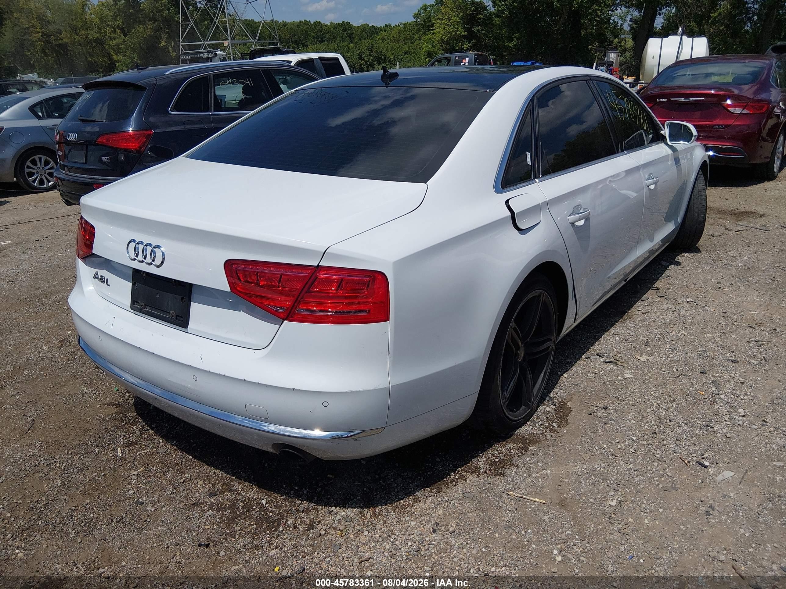 2013 Audi A8 L 3.0t White vin: WAURGAFD6DN025798