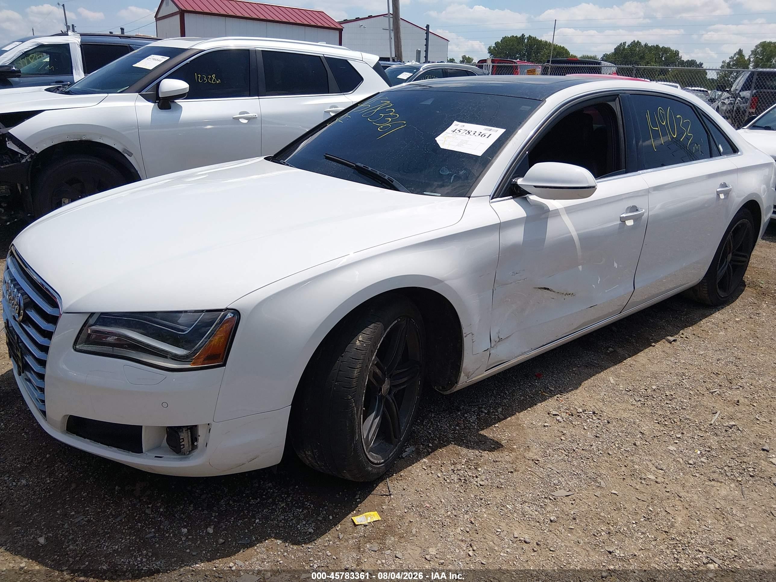 2013 Audi A8 L 3.0t White vin: WAURGAFD6DN025798
