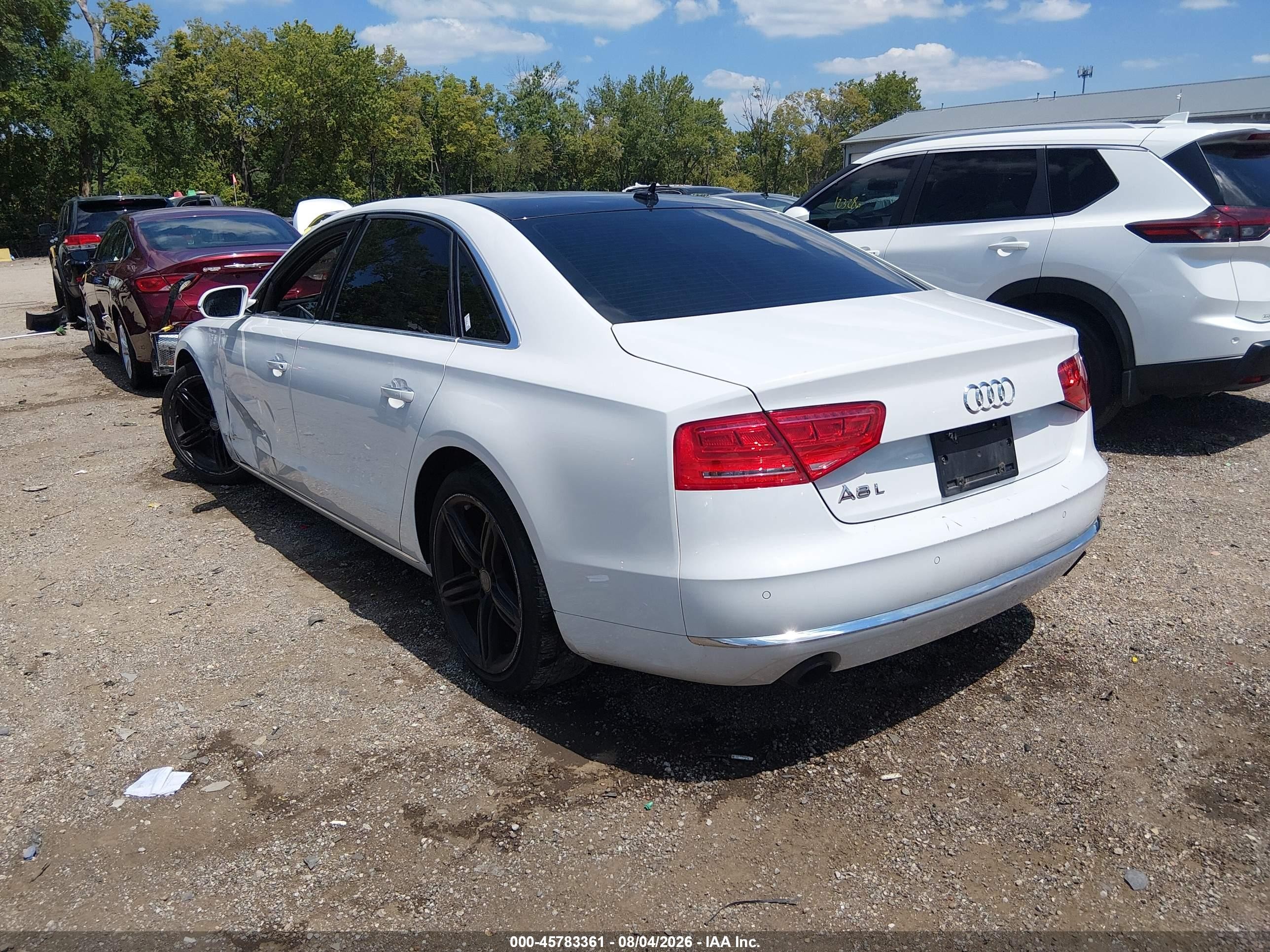 2013 Audi A8 L 3.0t White vin: WAURGAFD6DN025798