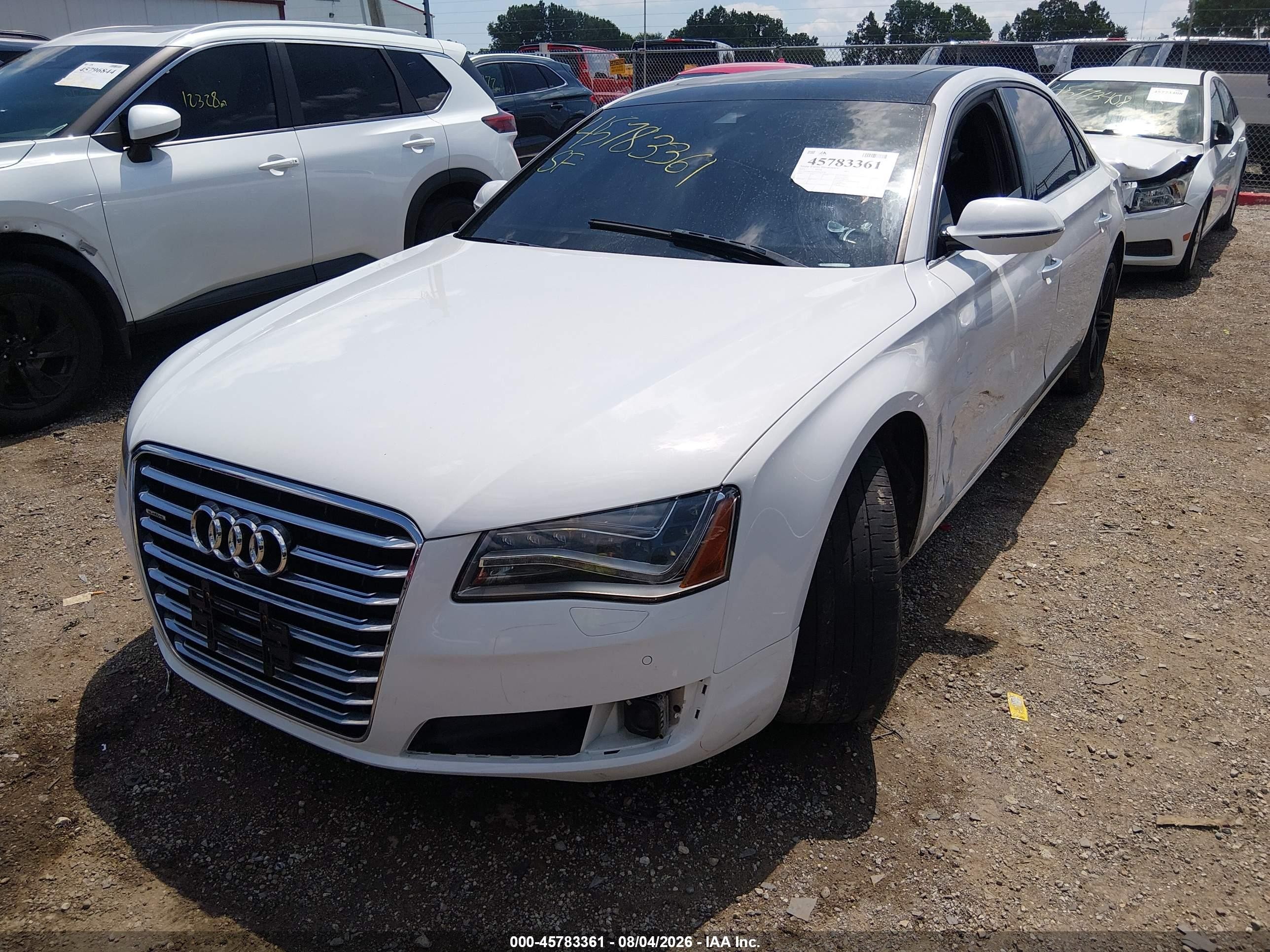 2013 Audi A8 L 3.0t White vin: WAURGAFD6DN025798