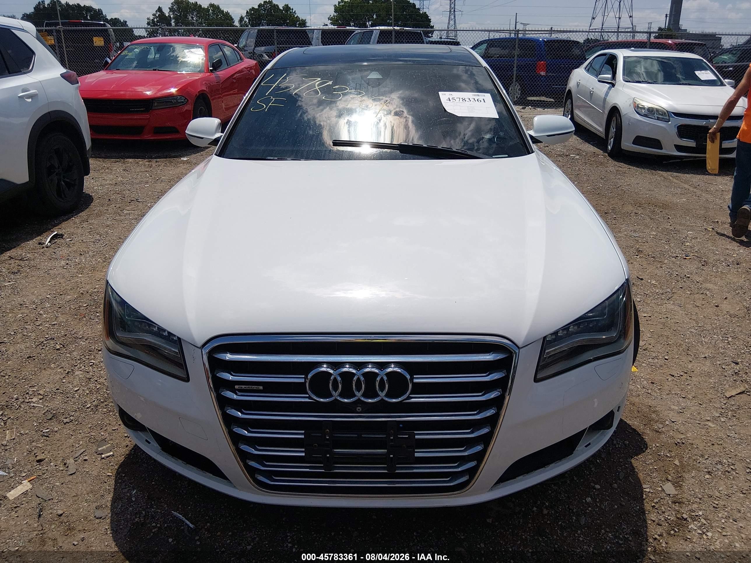 2013 Audi A8 L 3.0t White vin: WAURGAFD6DN025798
