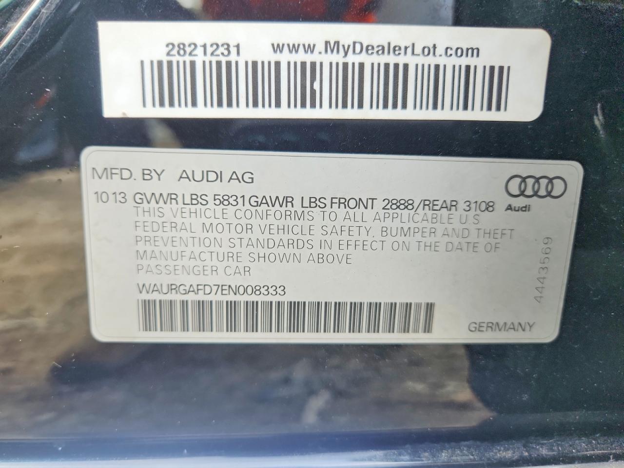 2014 Audi A8 L Quattro Черный vin: WAURGAFD7EN008333