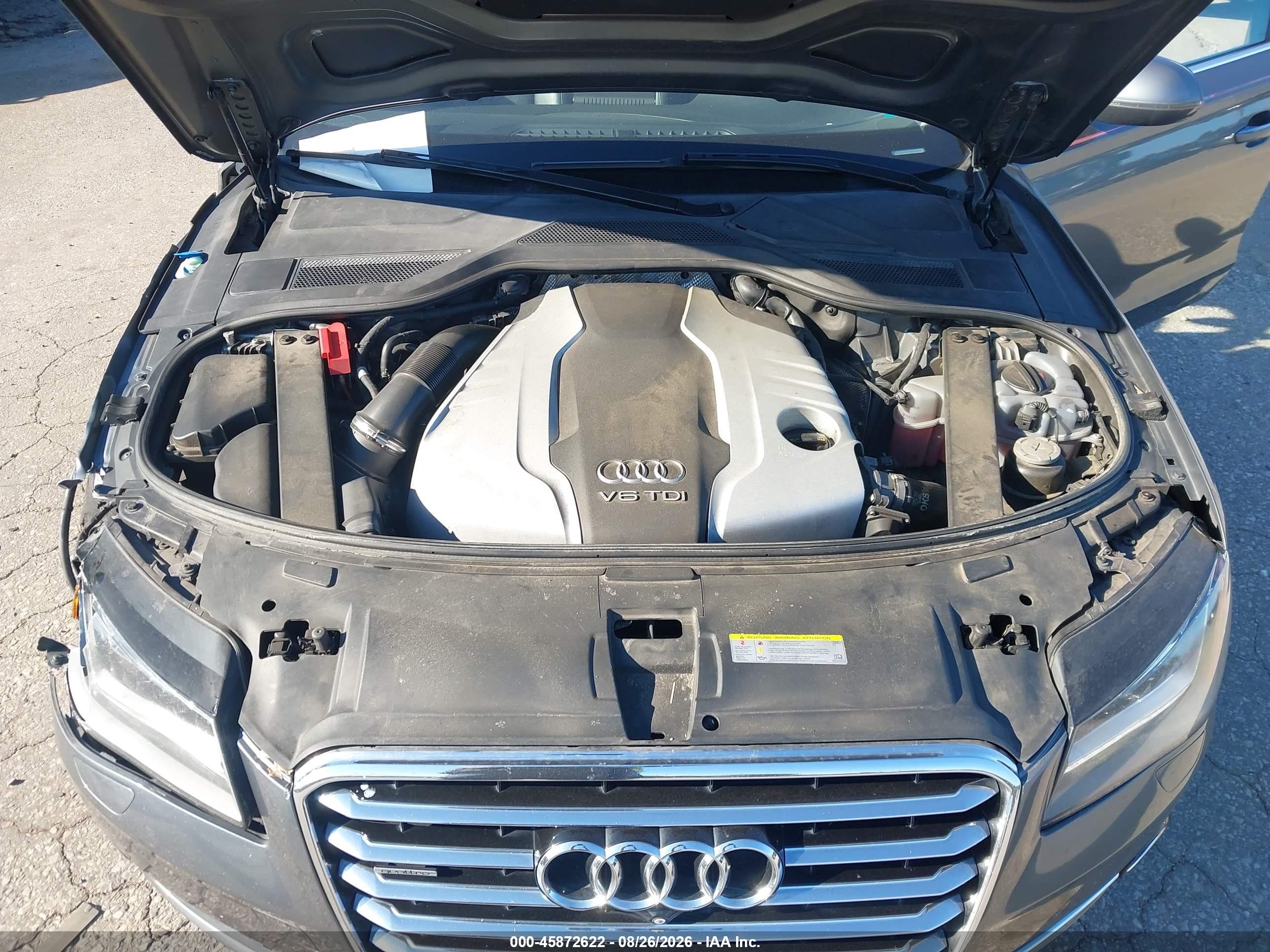 2014 Audi A8 L 3.0 Tdi Gray vin: WAURMAFD5EN014334