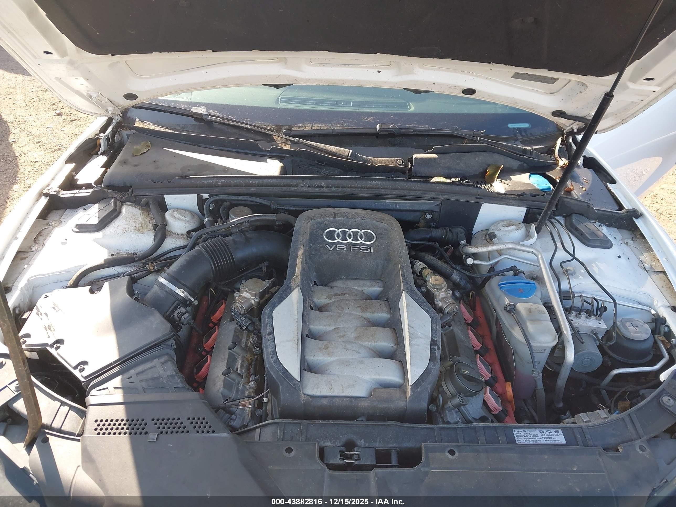 2008 Audi S5 4.2l White vin: WAURV78T08A008358