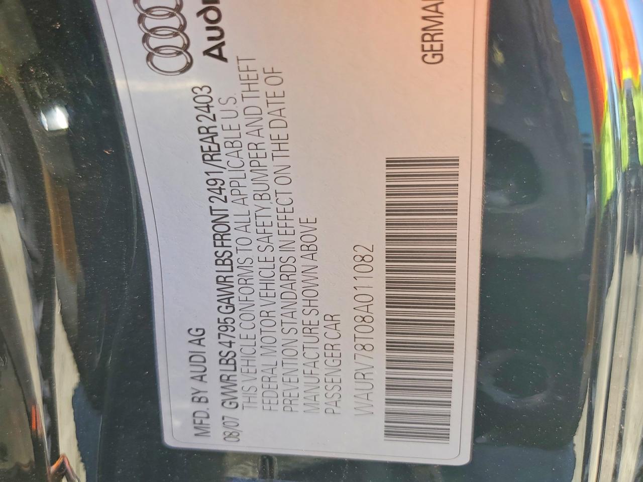 2008 Audi S5 Quattro Black vin: WAURV78T08A011082