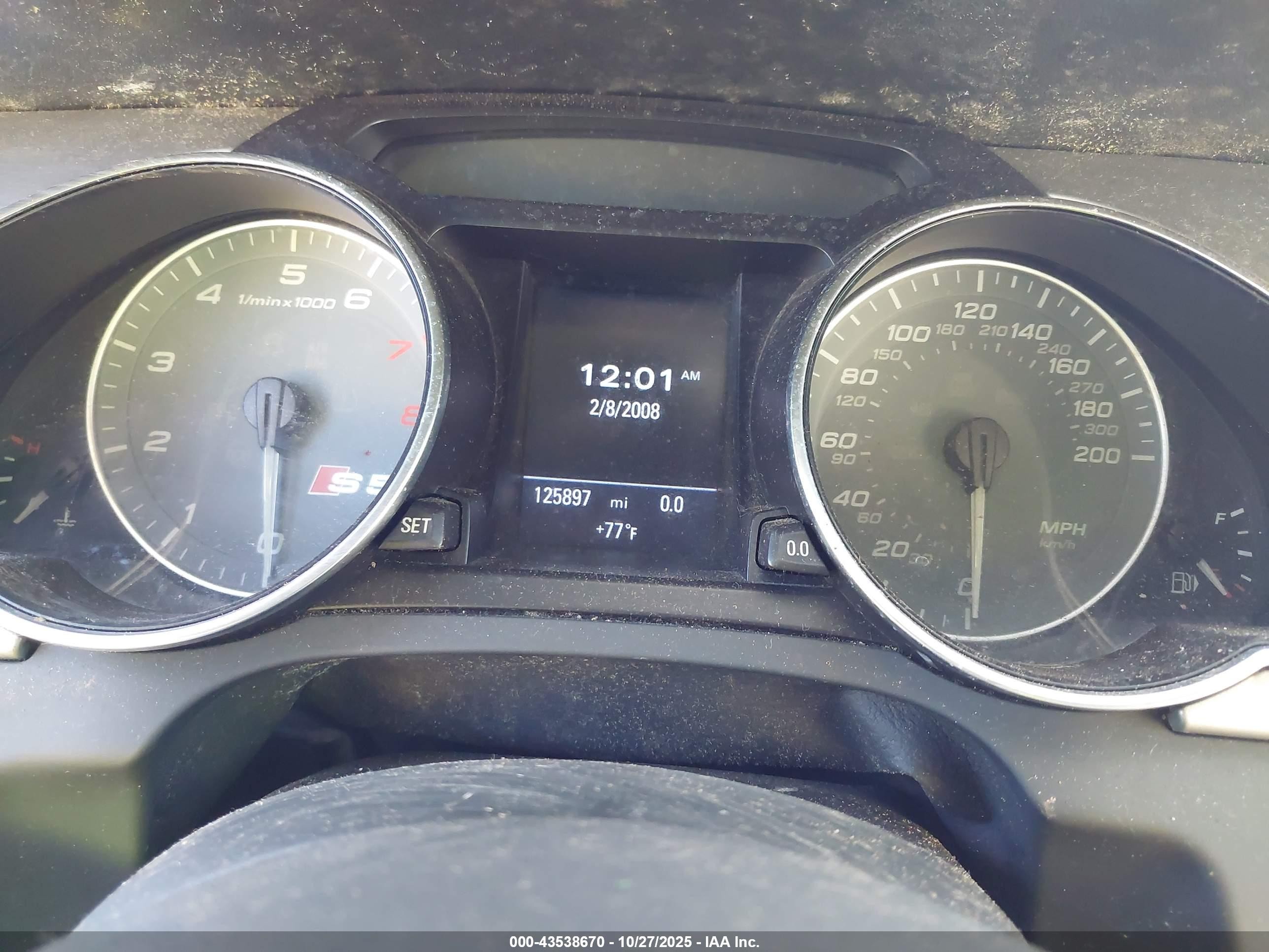 2008 Audi S5 4.2l Black vin: WAURV78T08A044101