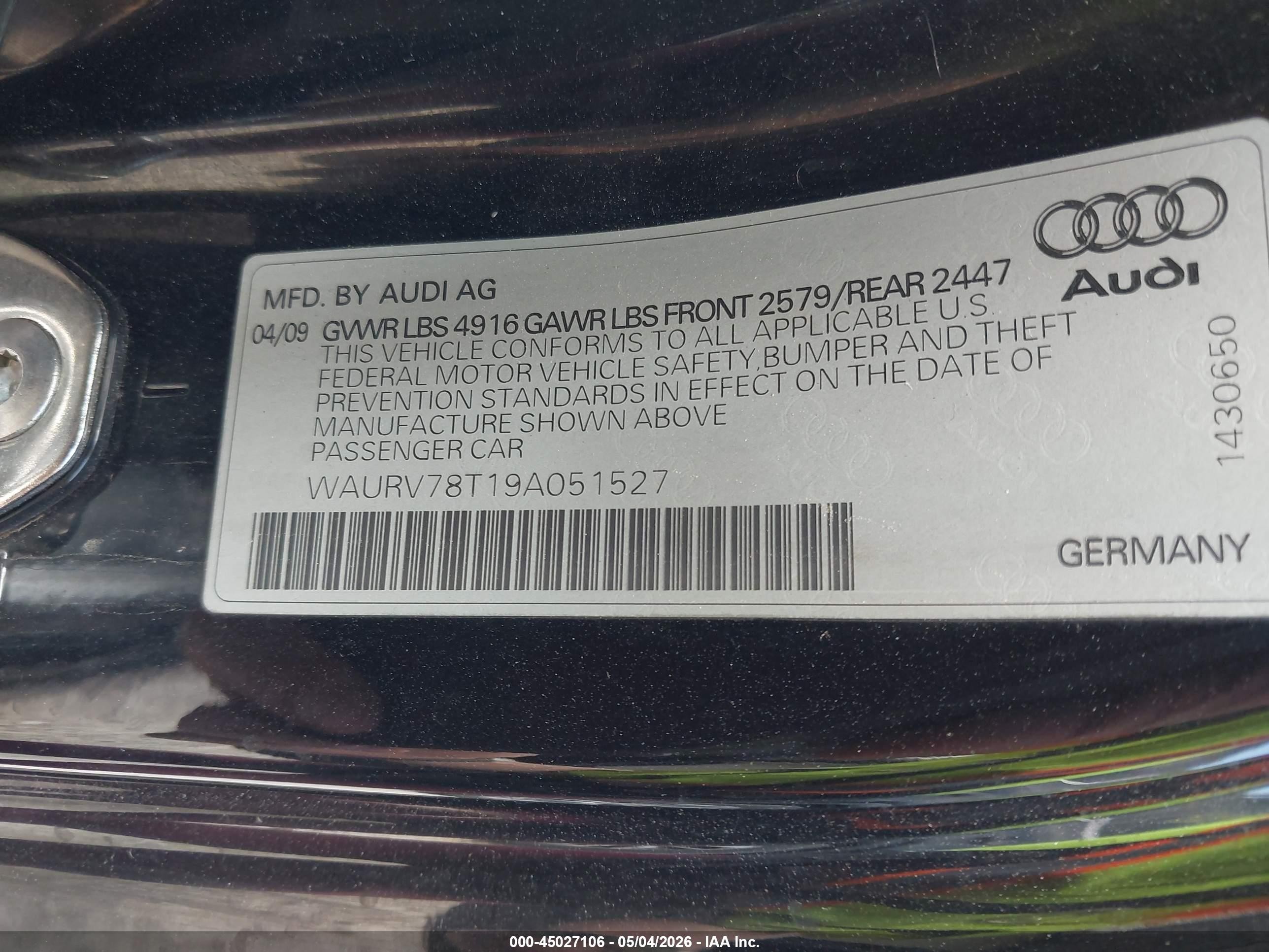 2009 Audi S5 4.2l Black vin: WAURV78T19A051527