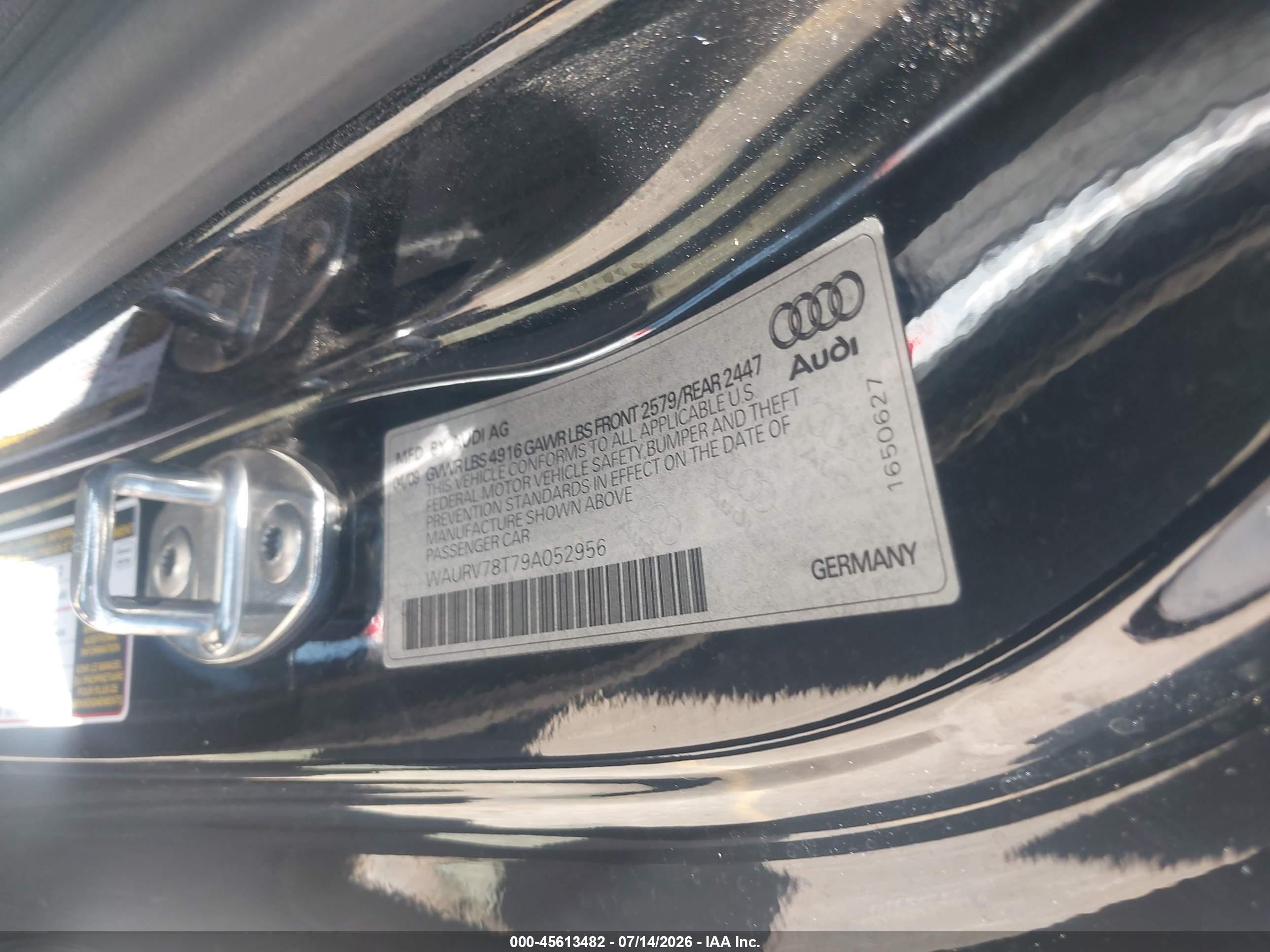 2009 Audi S5 4.2l Black vin: WAURV78T79A052956