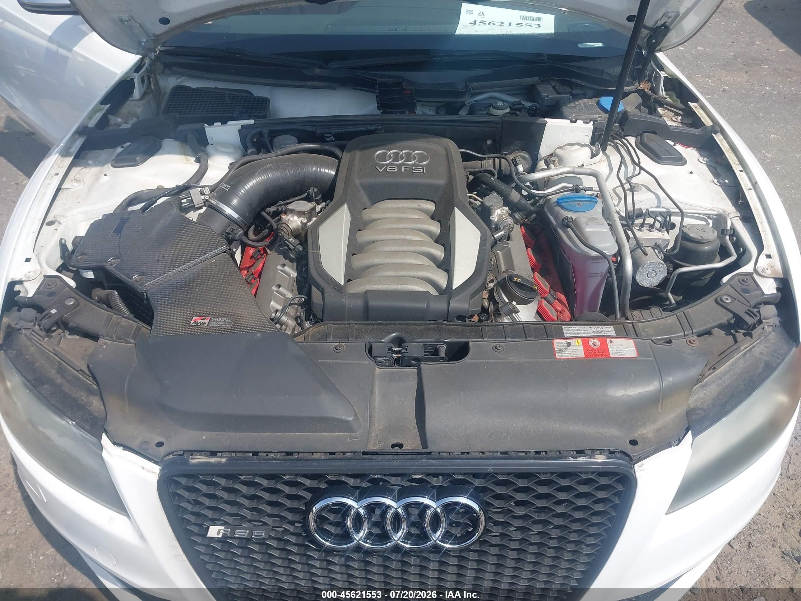 2009 Audi S5 4.2l White vin: WAURV78T99A036595