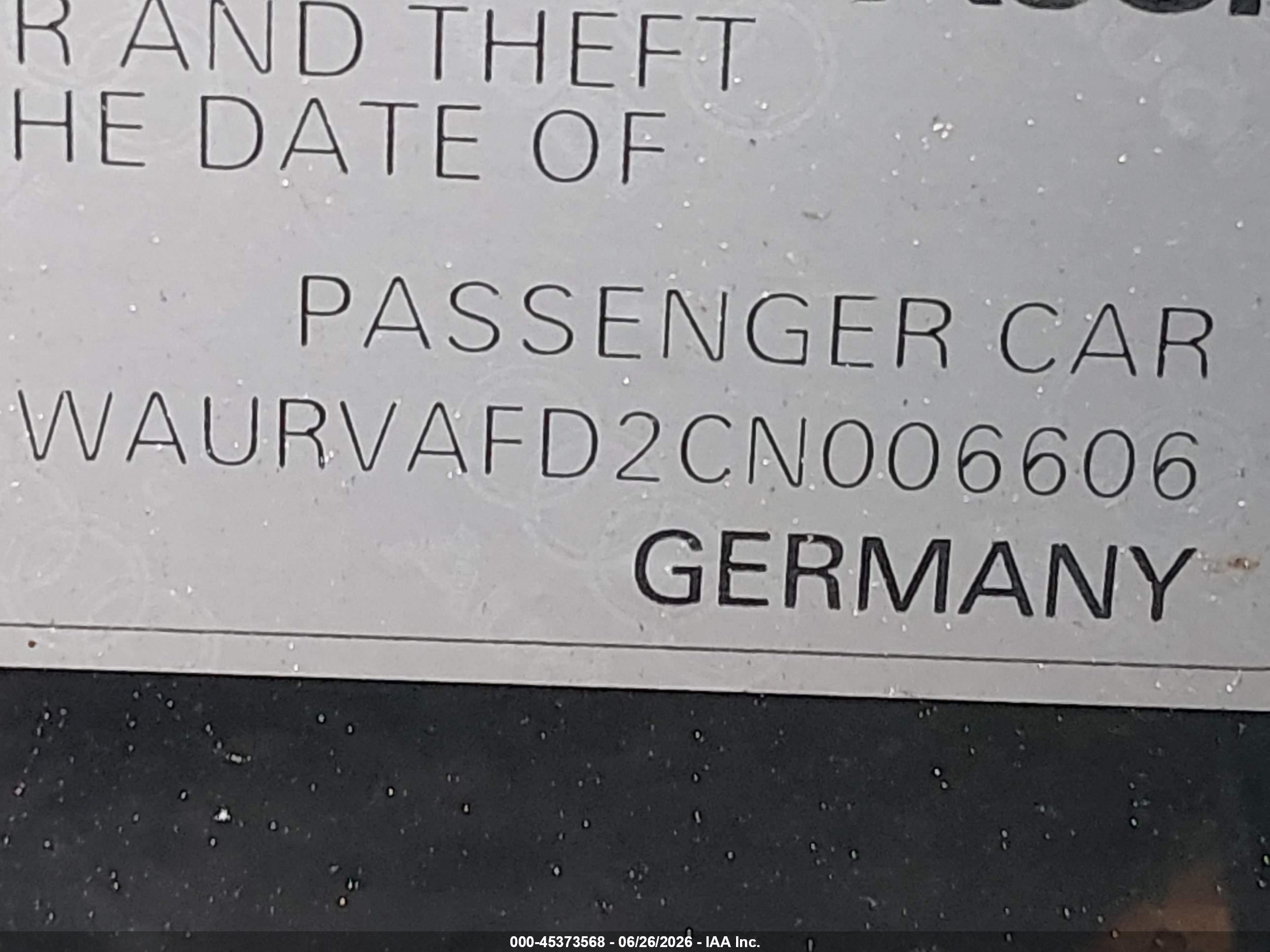 2012 Audi A8 L L 4.2 (tiptronic) (no Longer Orderable) Black vin: WAURVAFD2CN006606