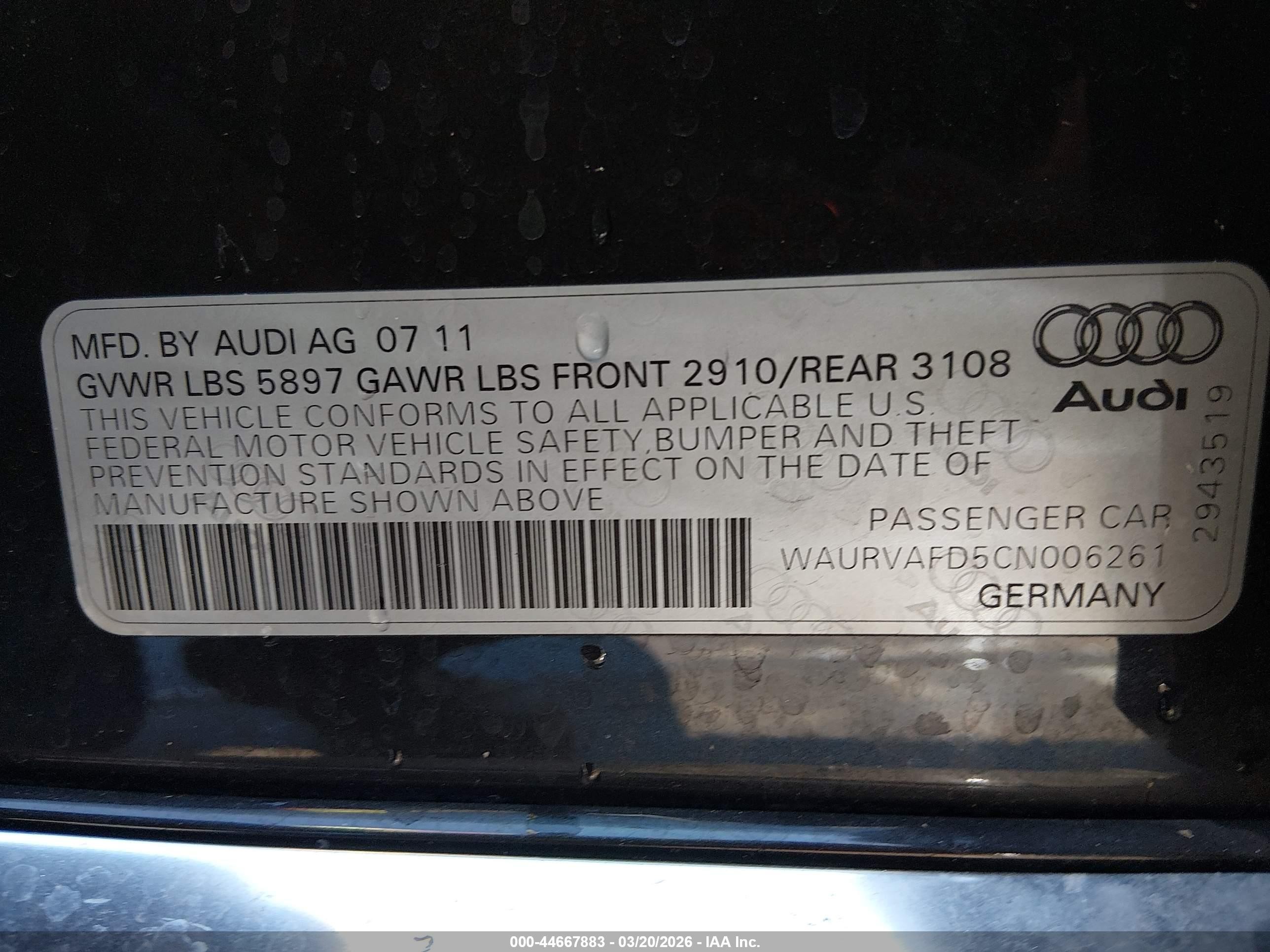 2012 Audi A8 L 4.2 Gray vin: WAURVAFD5CN006261