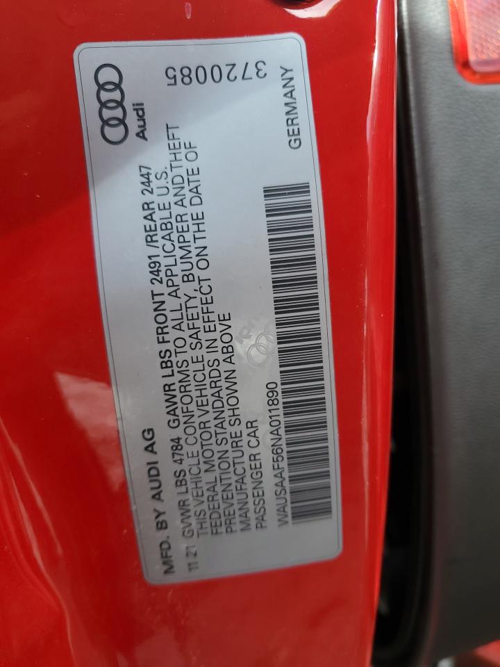2022 Audi A5 Premium 45 Красный vin: WAUSAAF56NA011890