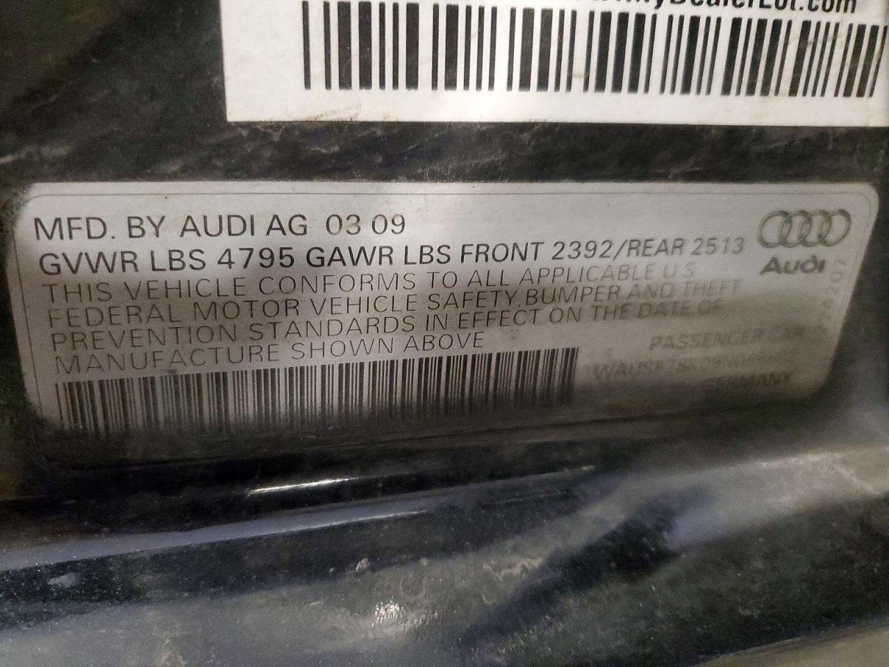 2009 Audi A4 Premium Plus Black vin: WAUSF78K09N066602
