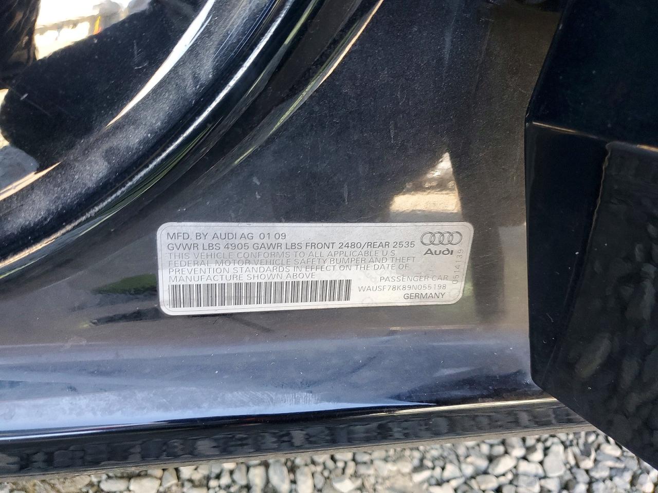 2009 Audi A4 Premium Plus Black vin: WAUSF78K89N055198