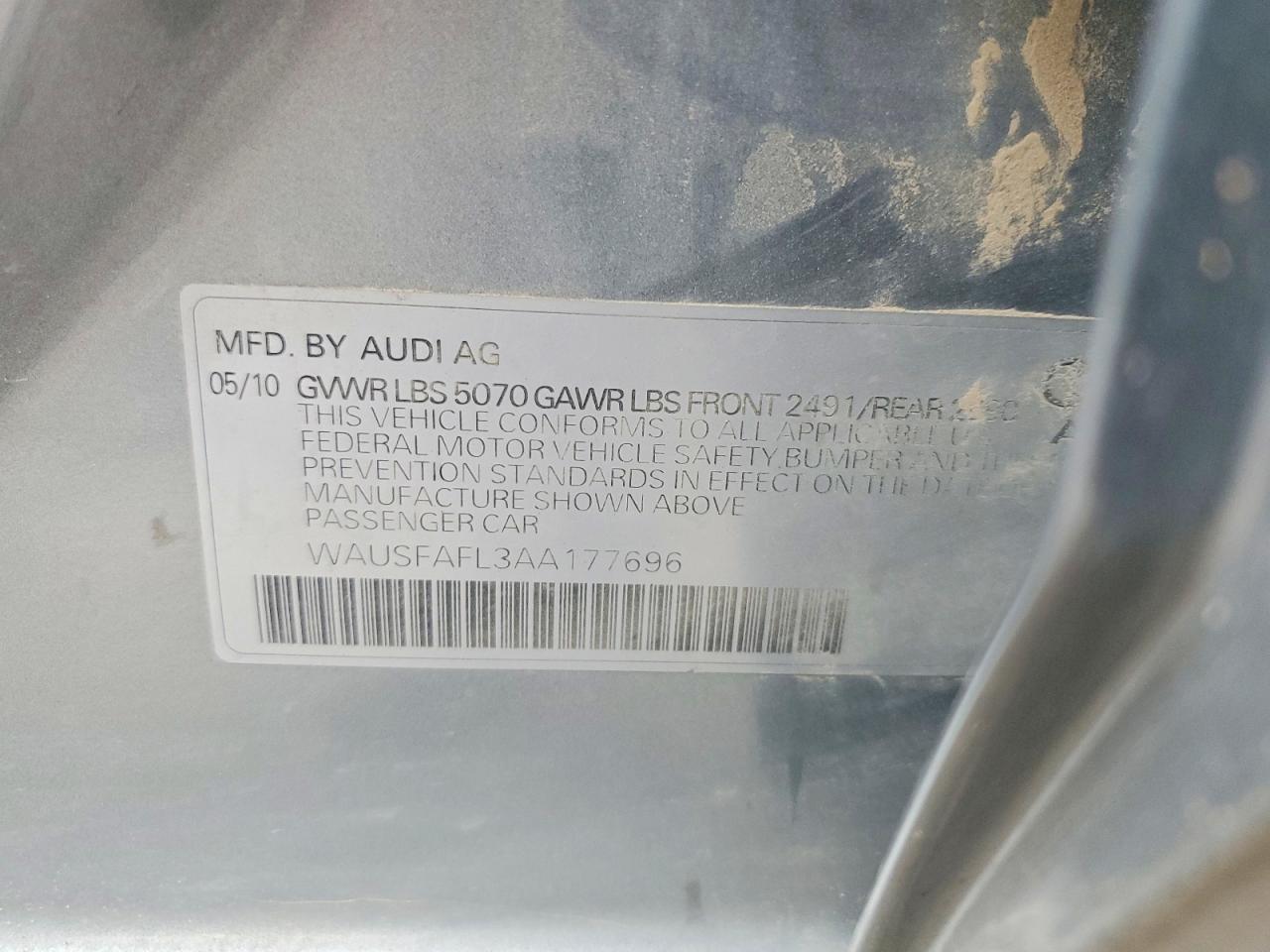 2010 Audi A4 Premium Gray vin: WAUSFAFL3AA177696