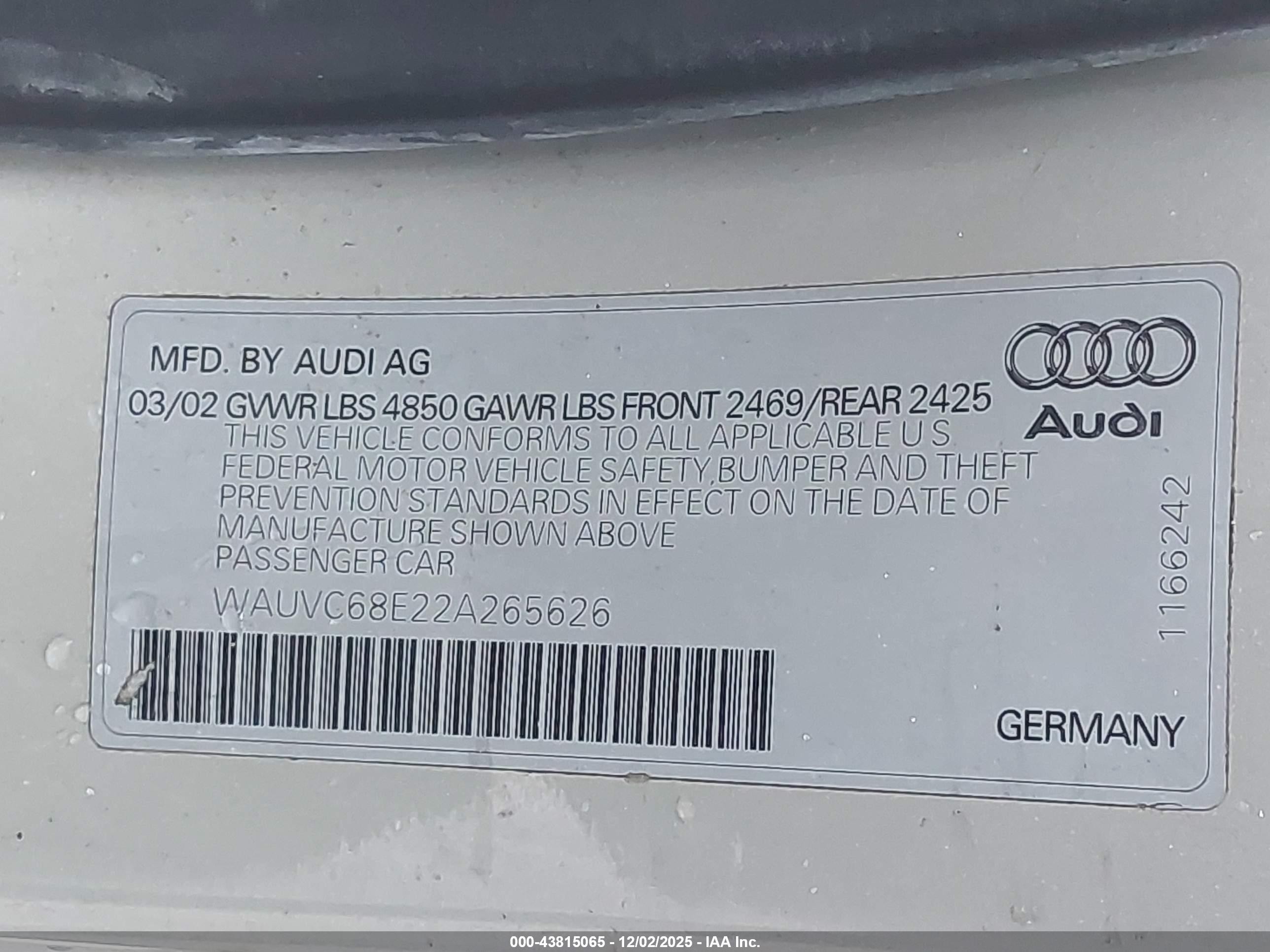 2002 Audi A4 1.8t Avant Brown vin: WAUVC68E22A265626