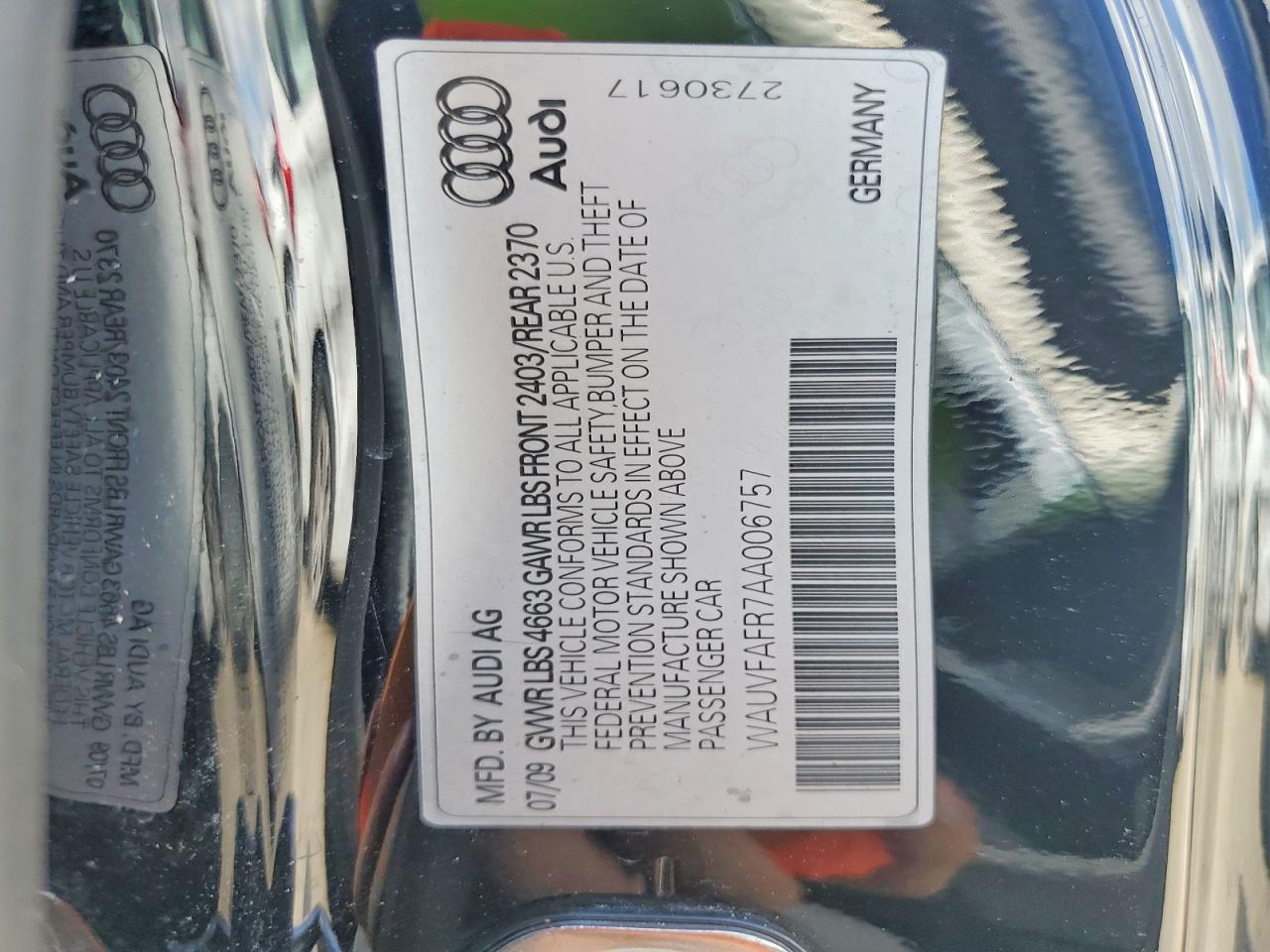 2010 Audi A5 Prestige Black vin: WAUVFAFR7AA006757