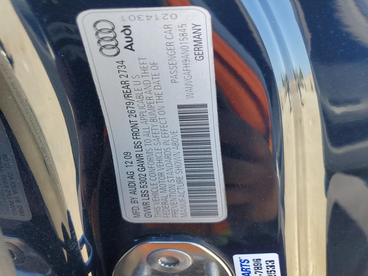 2010 Audi S5 Prestige Black vin: WAUVGAFH9AN015845